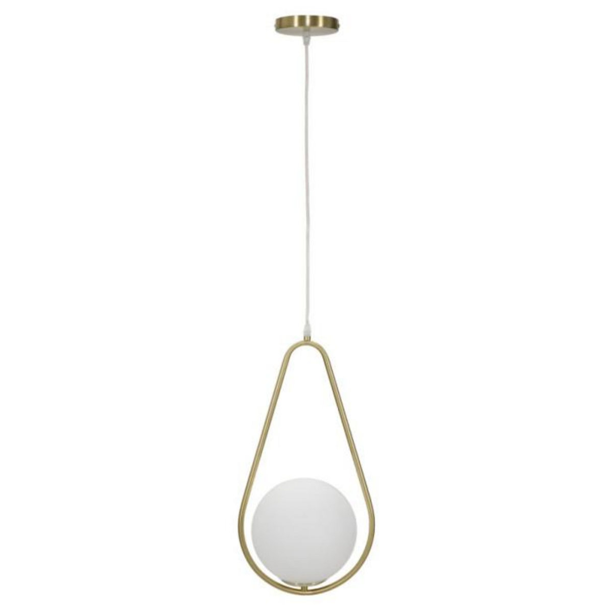 Paris Prix Lampe Suspension Sphère  Glamy Drop  46cm Blanc & Or