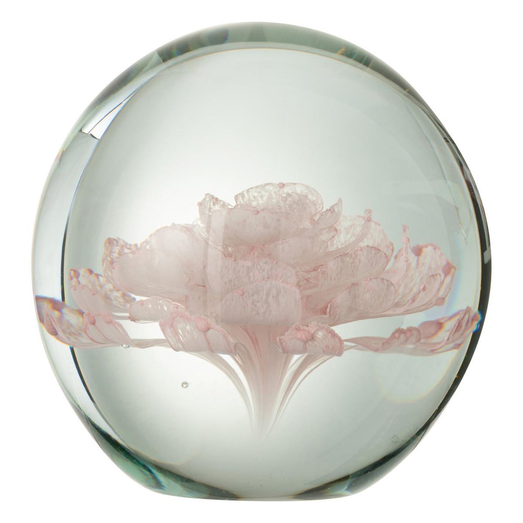 J-LINE Presse-Papier en Verre  Fleur  12cm Rose