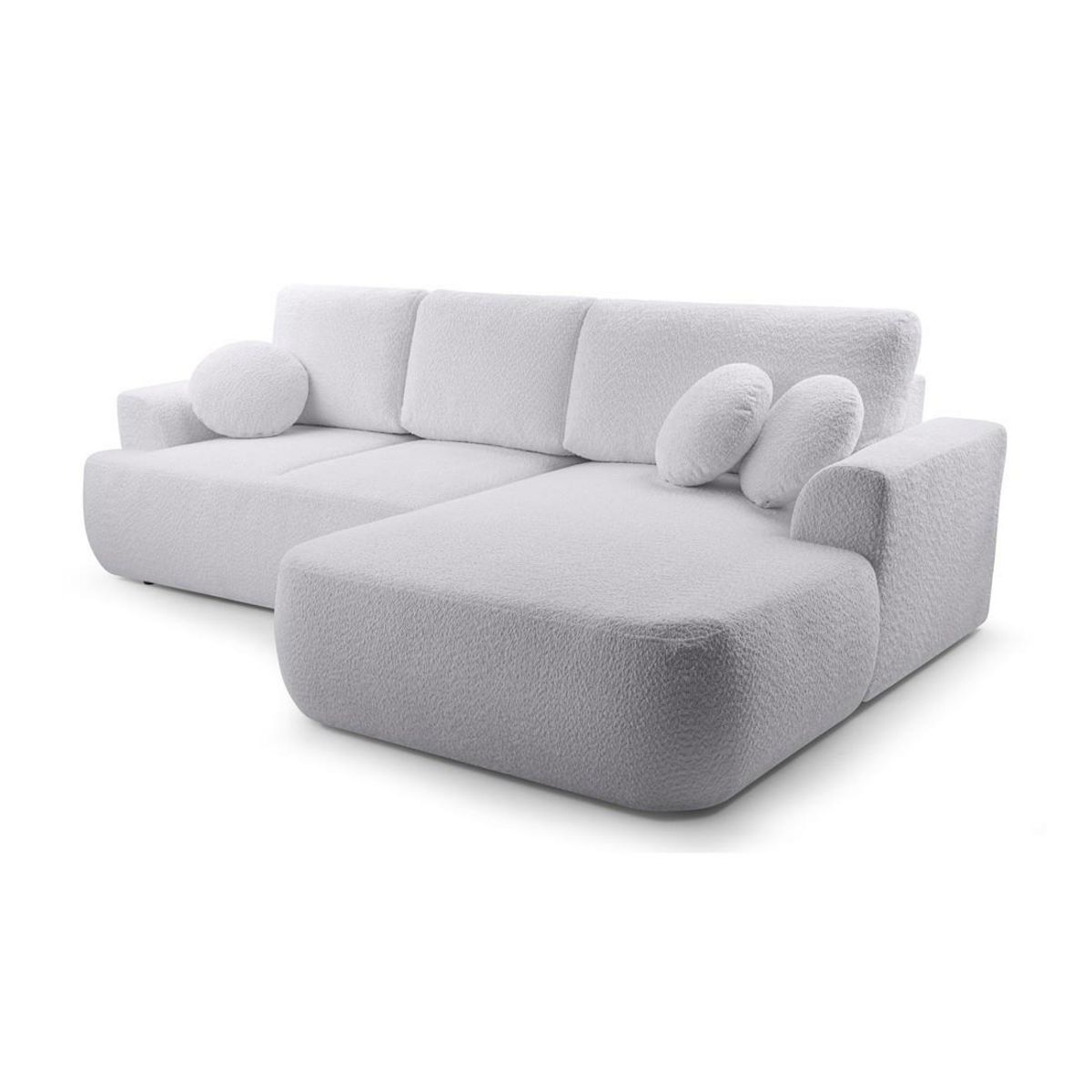 BEST MOBILIER Candela - canapé d'angle droit 4 places - convertible avec coffre - en tissu bouclette