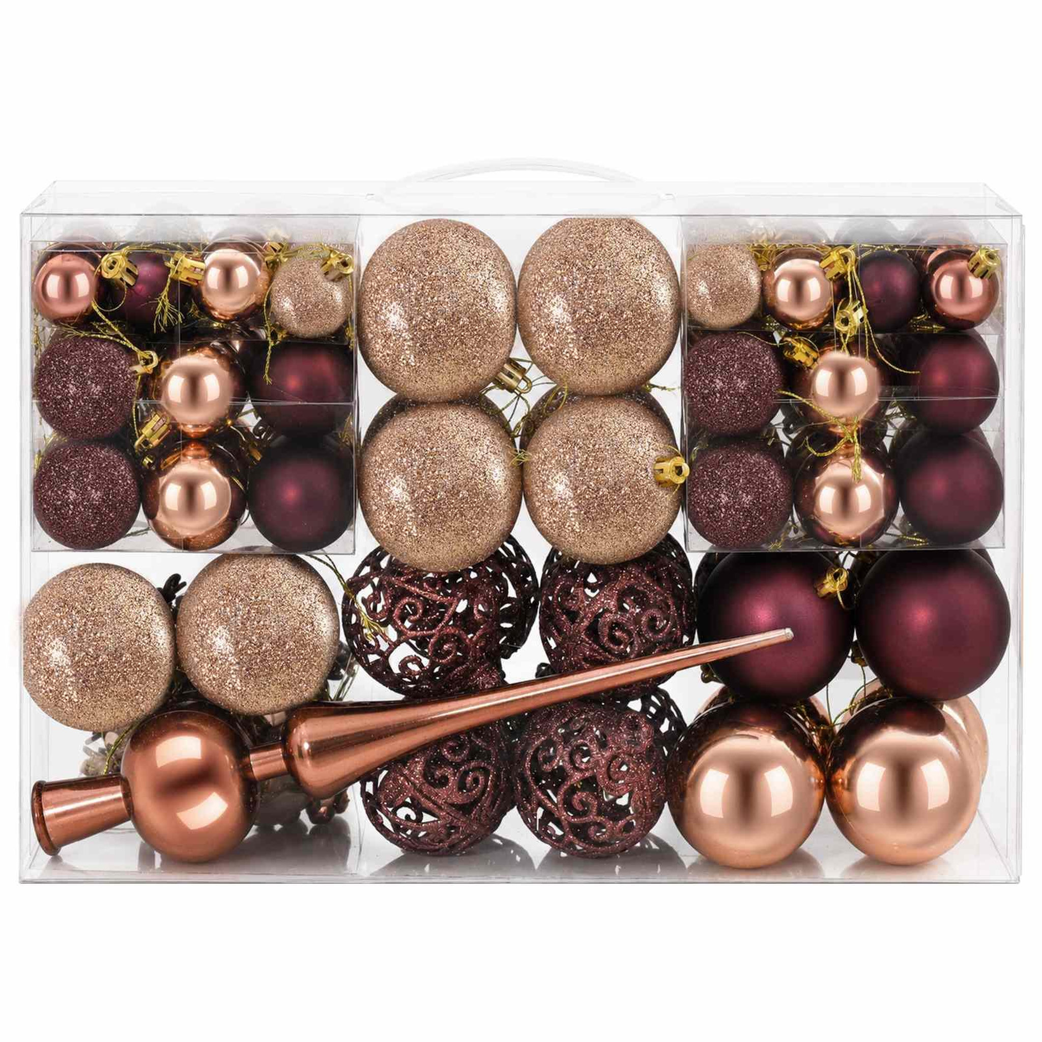 Voir la diapositive 4 : VIDAXL Ensemble de boules de Noël 111 pc Champagne et brun Diam. 6 cm