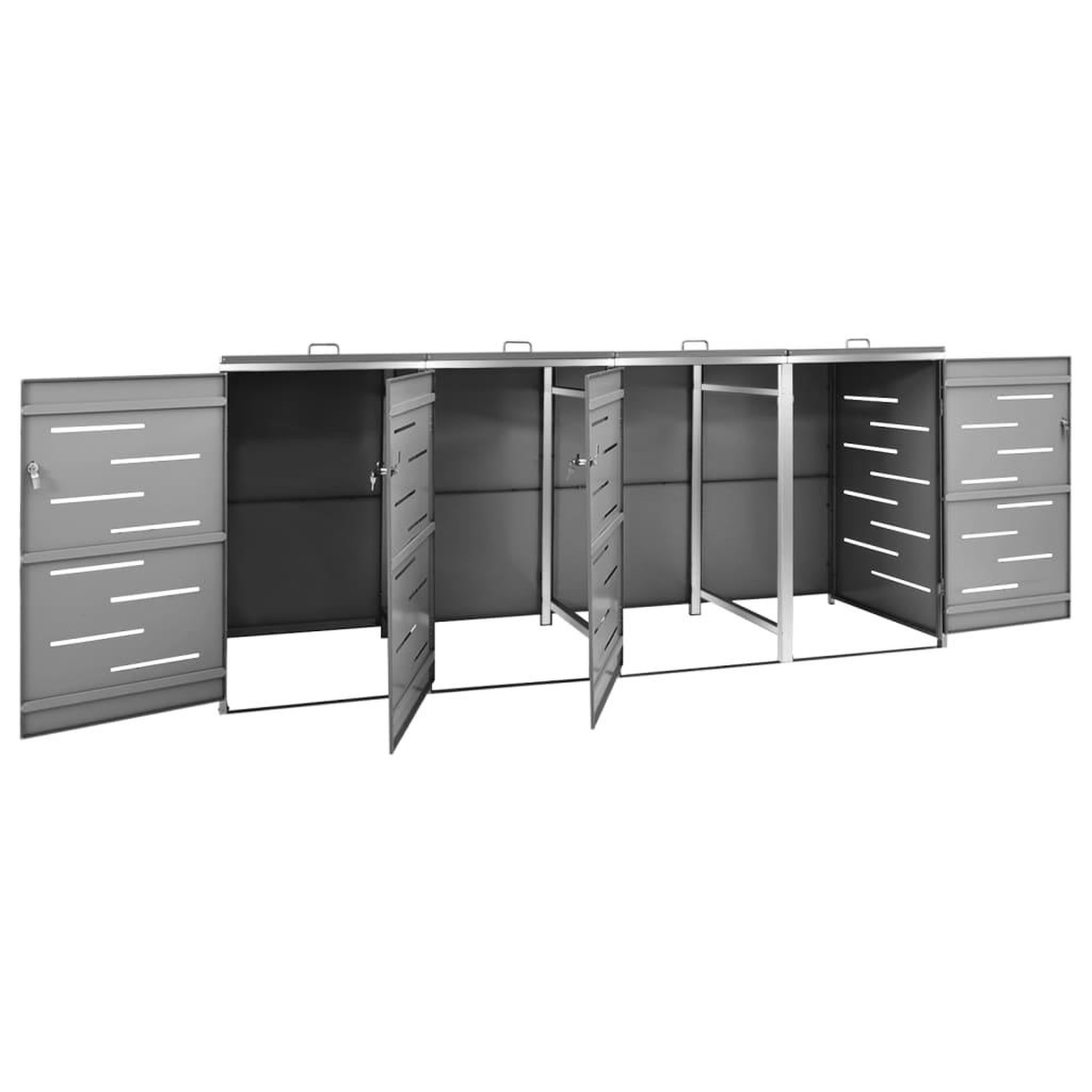 Voir la diapositive 4 : VIDAXL Abri pour quatre poubelles 276,5x77,5x112,5 cm Inox