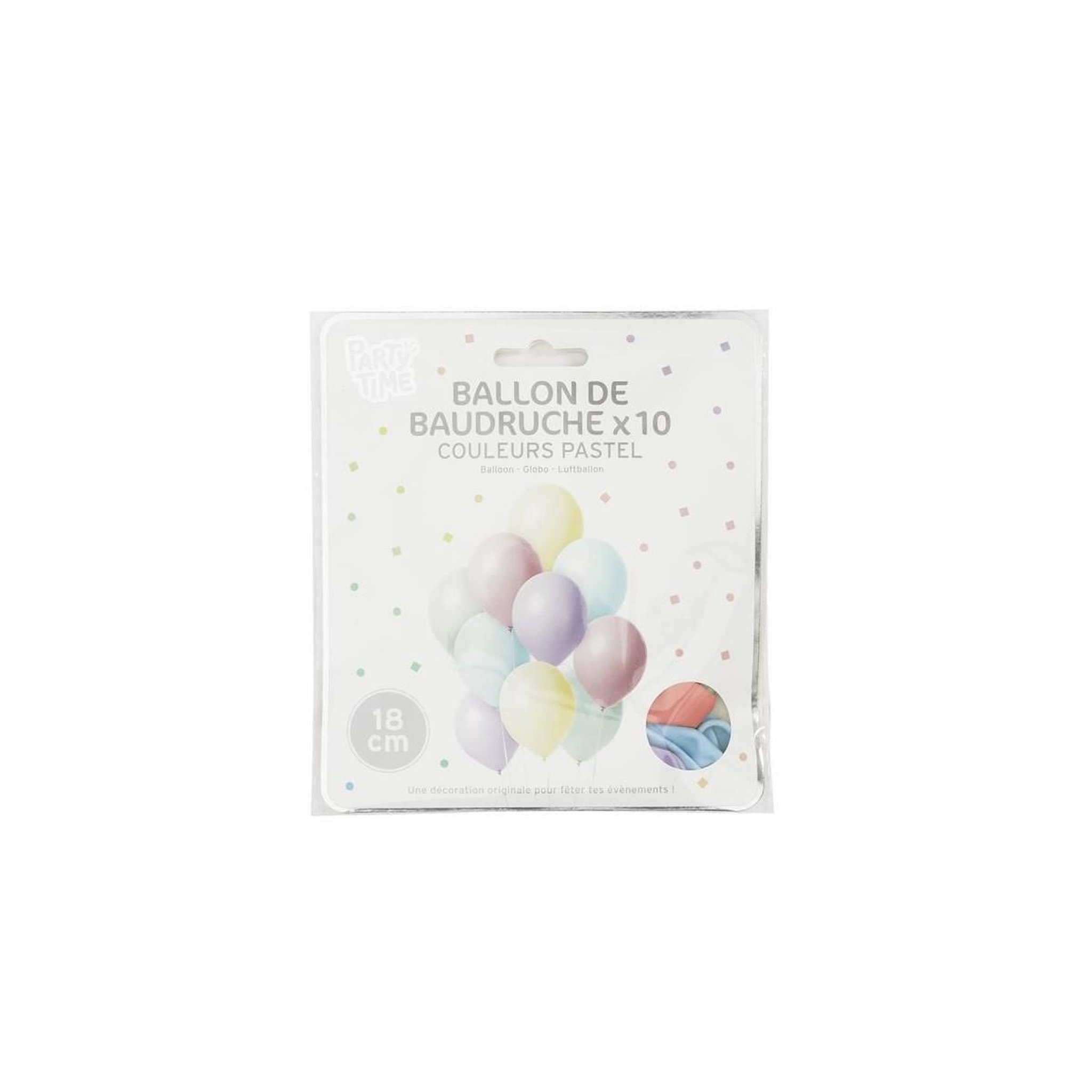 Voir la diapositive 2 : PARTY TIME Lot de 10 Ballons  Pastels  17cm Multicolore