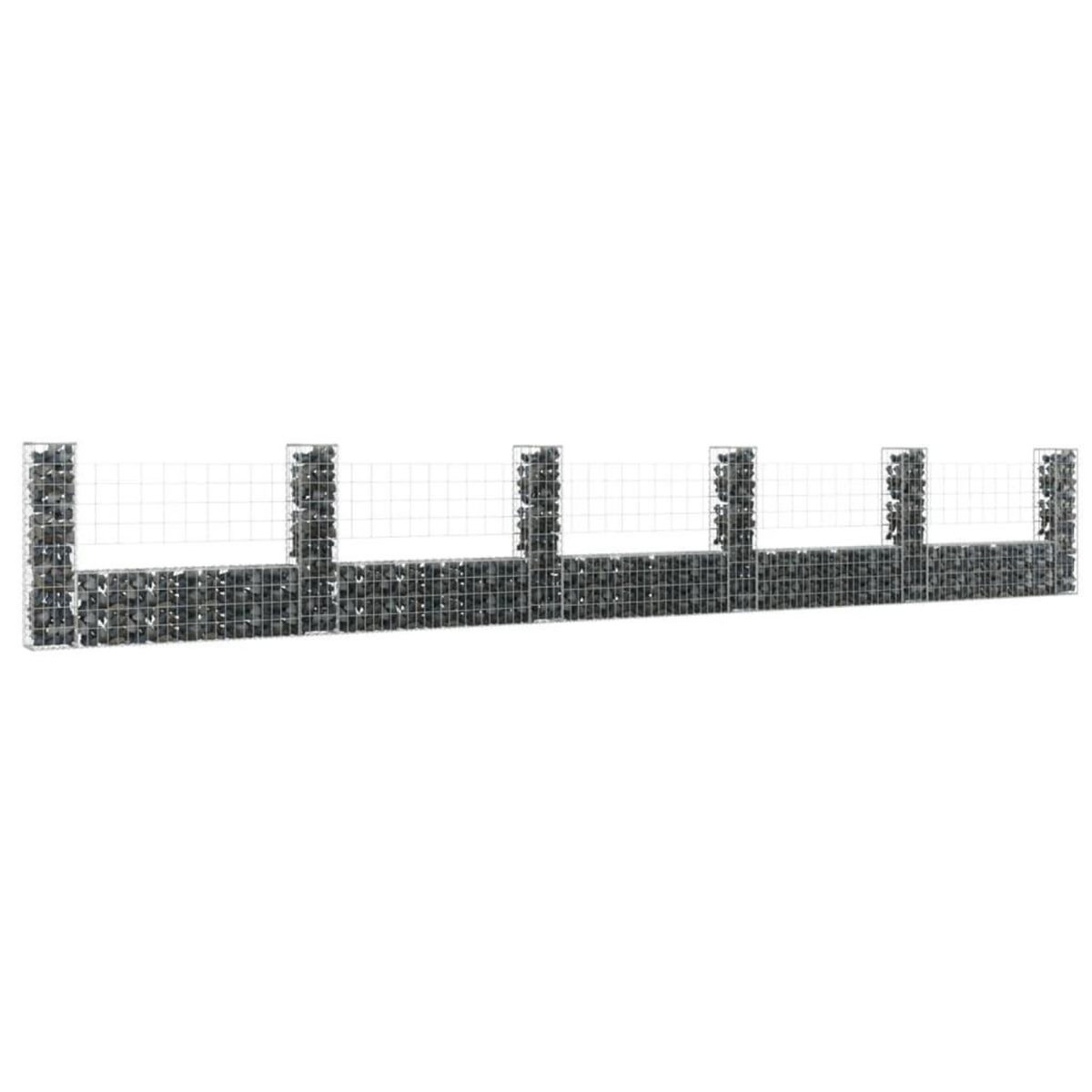 VIDAXL Panier de gabion en forme de U avec 6 poteaux Fer 620x20x100 cm