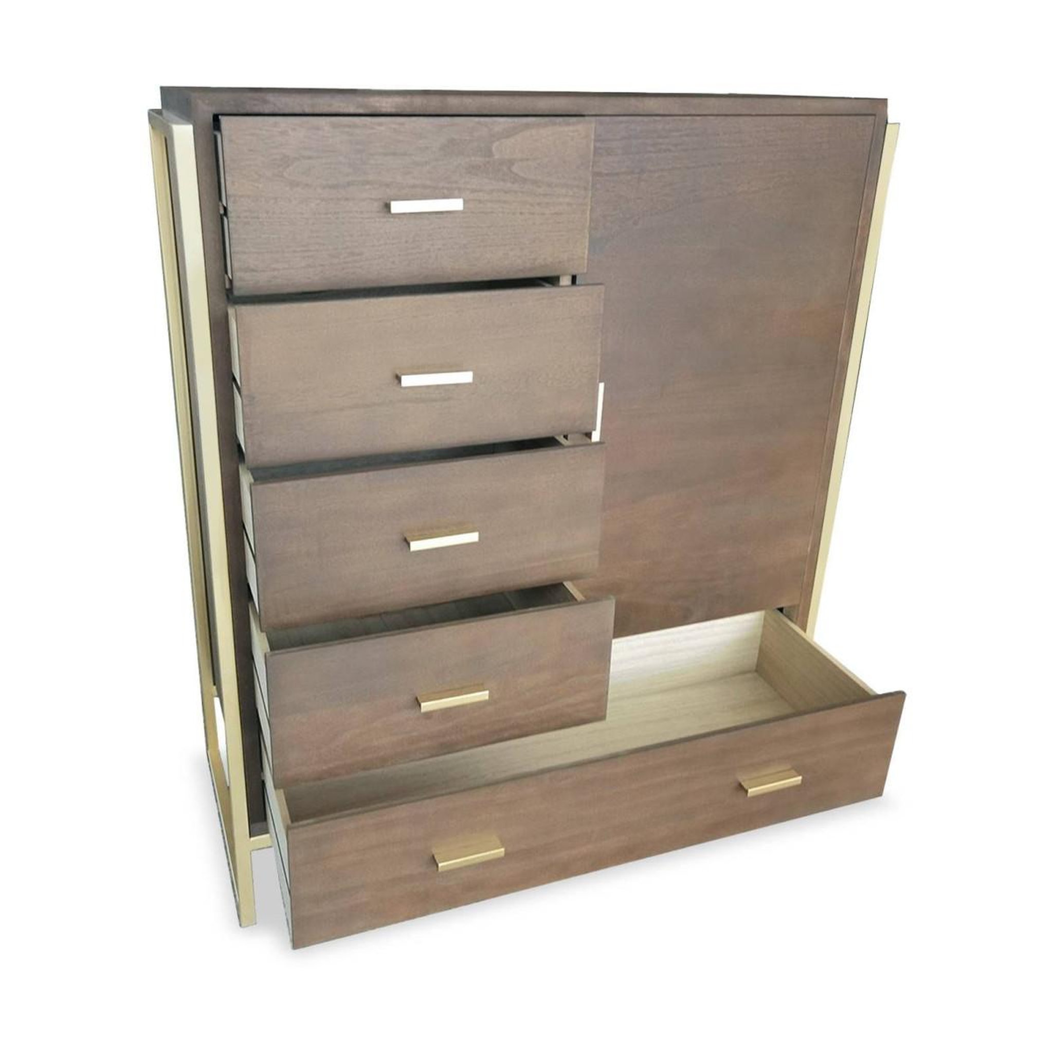 Voir la diapositive 4 : Paris Prix Buffet 5 tiroirs & 1 porte  bynard  112cm marron & or