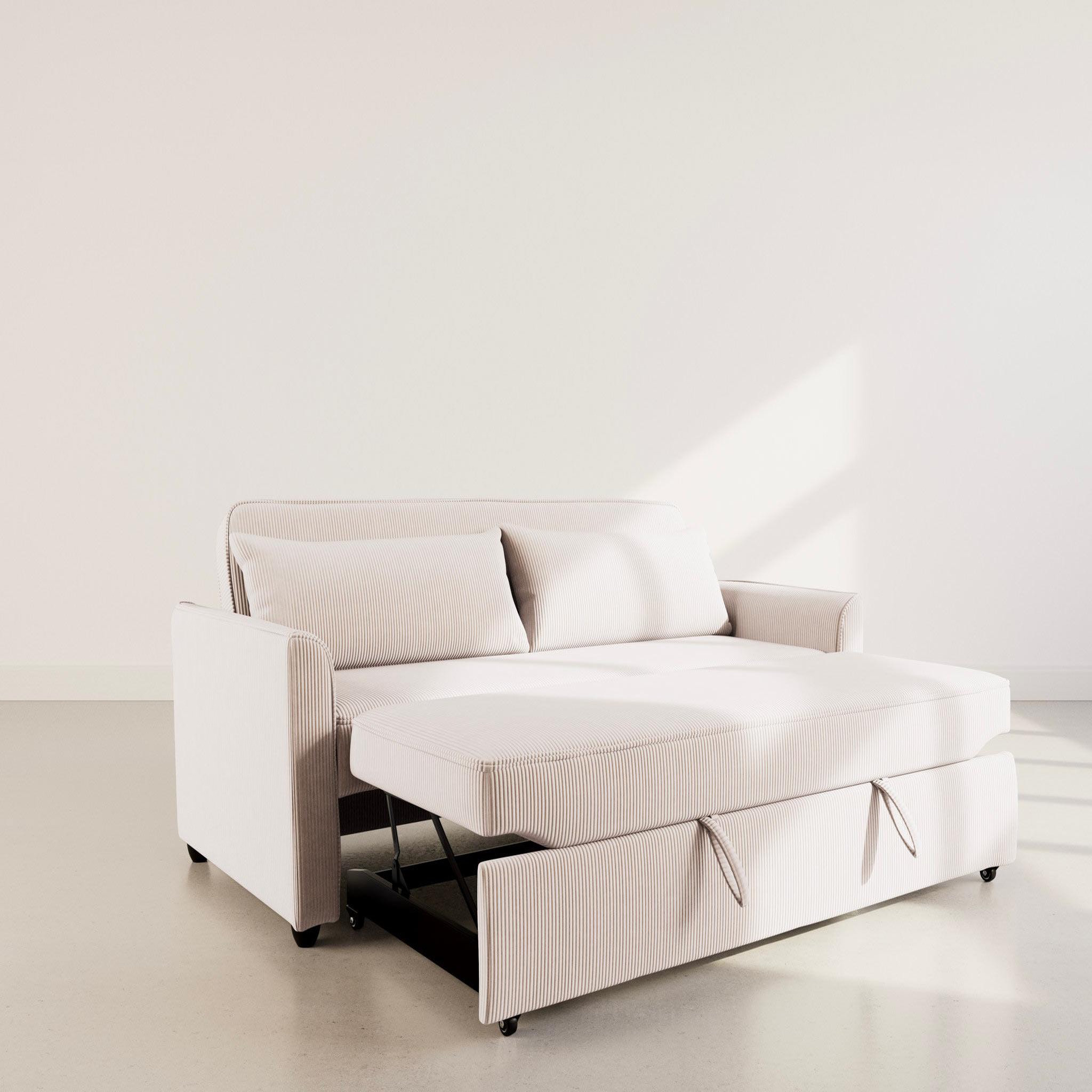 Voir la diapositive 4 : BEST MOBILIER Ernest - canapé droit 3 places convertible en velours côtelé