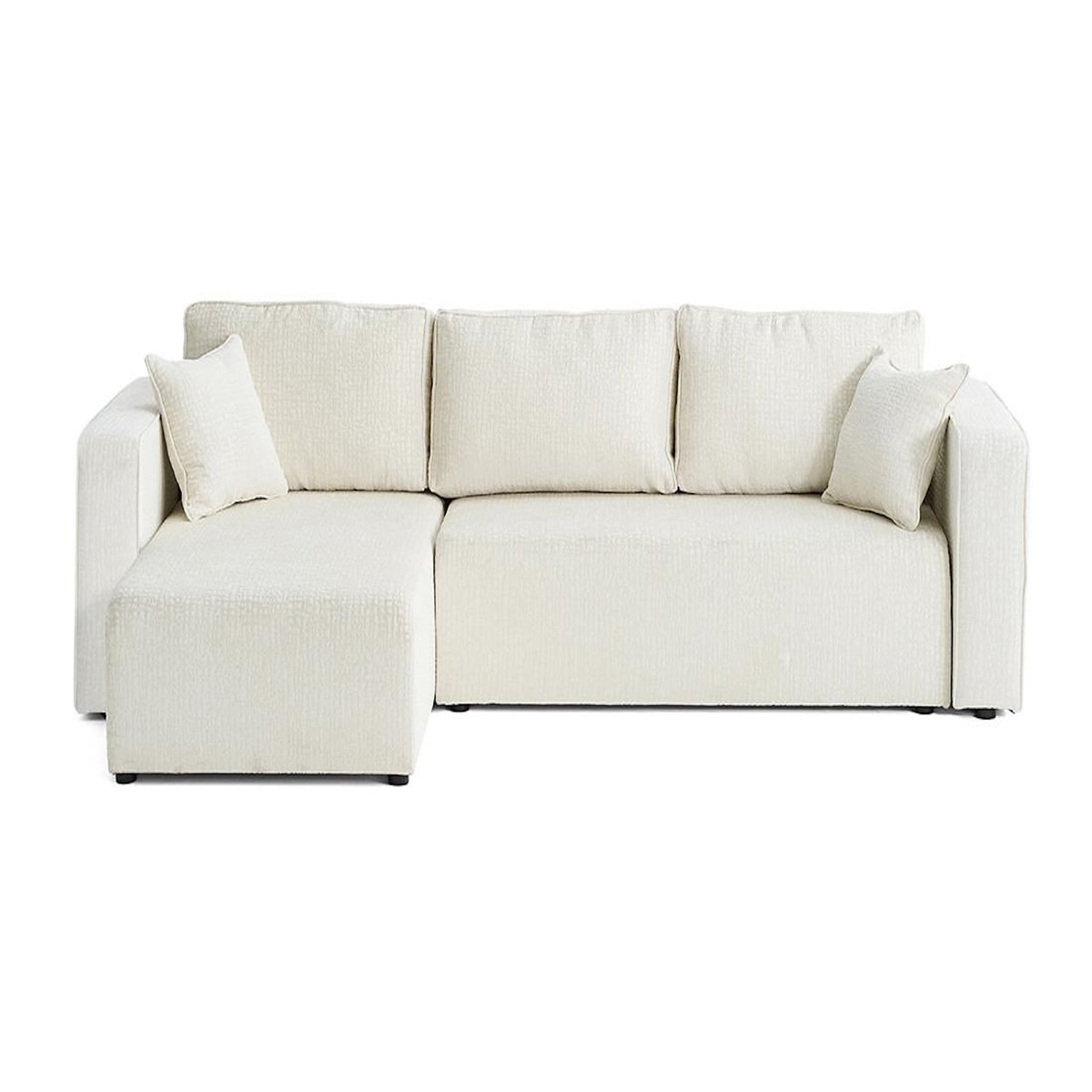 BEST MOBILIER Topaze - canapé d'angle réversible - 4 places - convertible avec coffre - en tissu velours relief