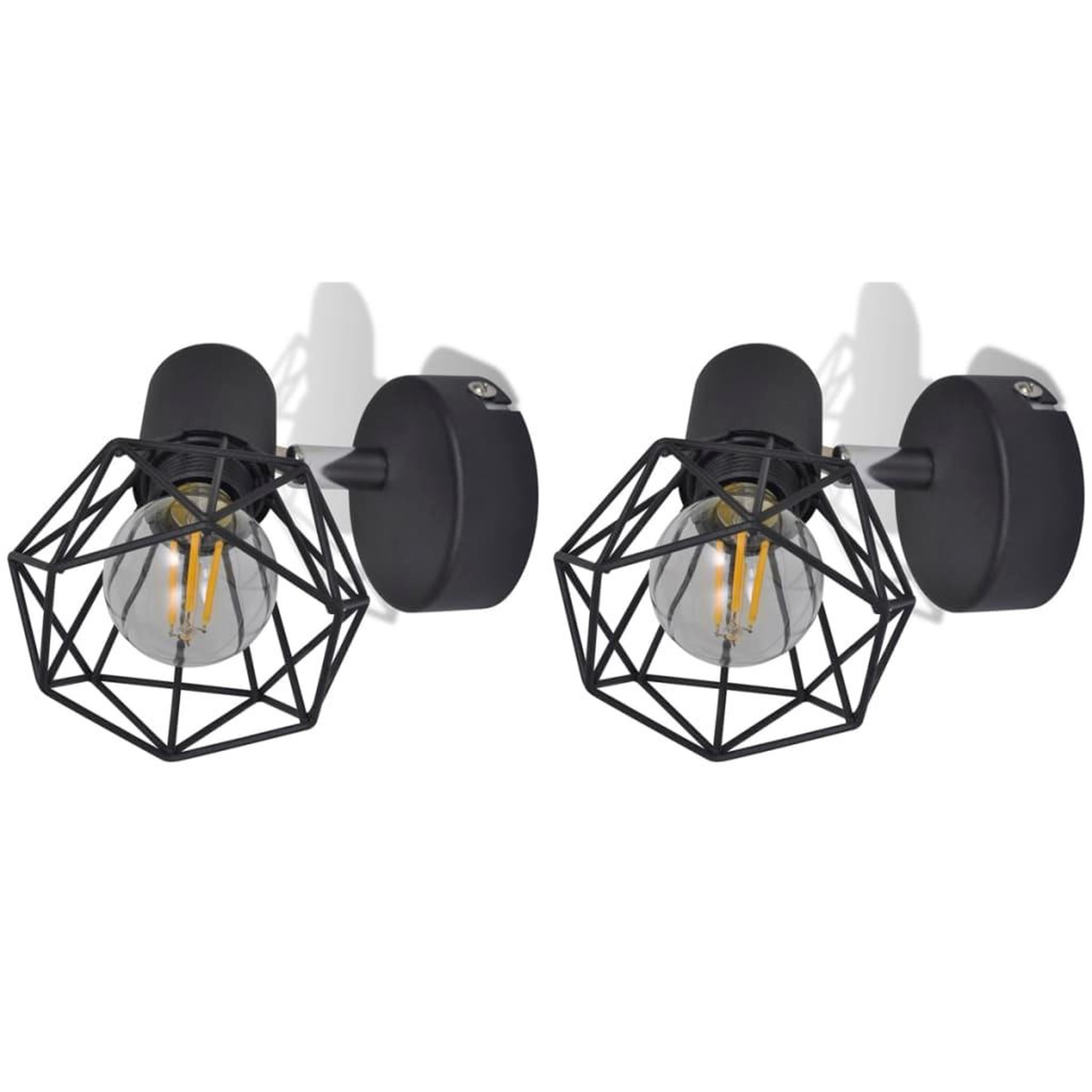 Voir la diapositive 4 : VIDAXL Applique murale 2 pcs style industriel noir avec ampoule LED