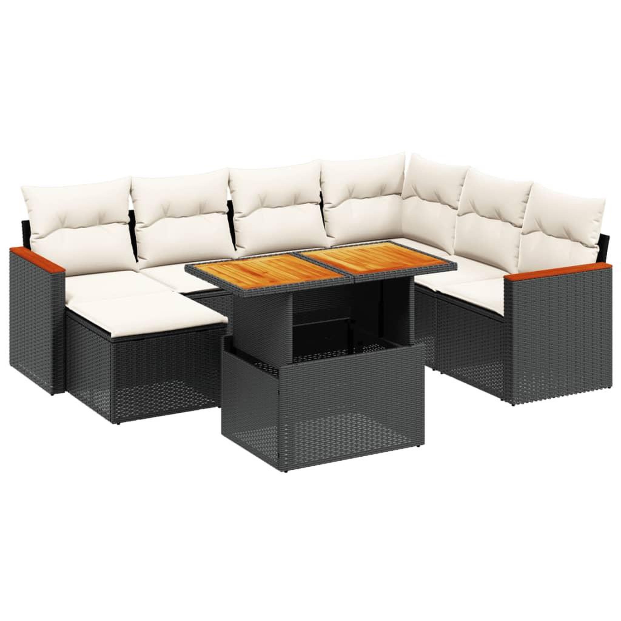 Voir la diapositive 2 : VIDAXL Salon de jardin 8 pcs avec coussins noir resine tressee