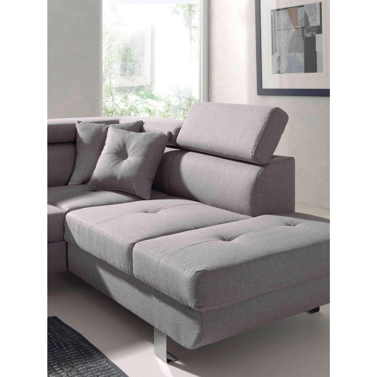 BEST MOBILIER Lisbona - canapé d'angle droit convertible - 5 places - avec têtières