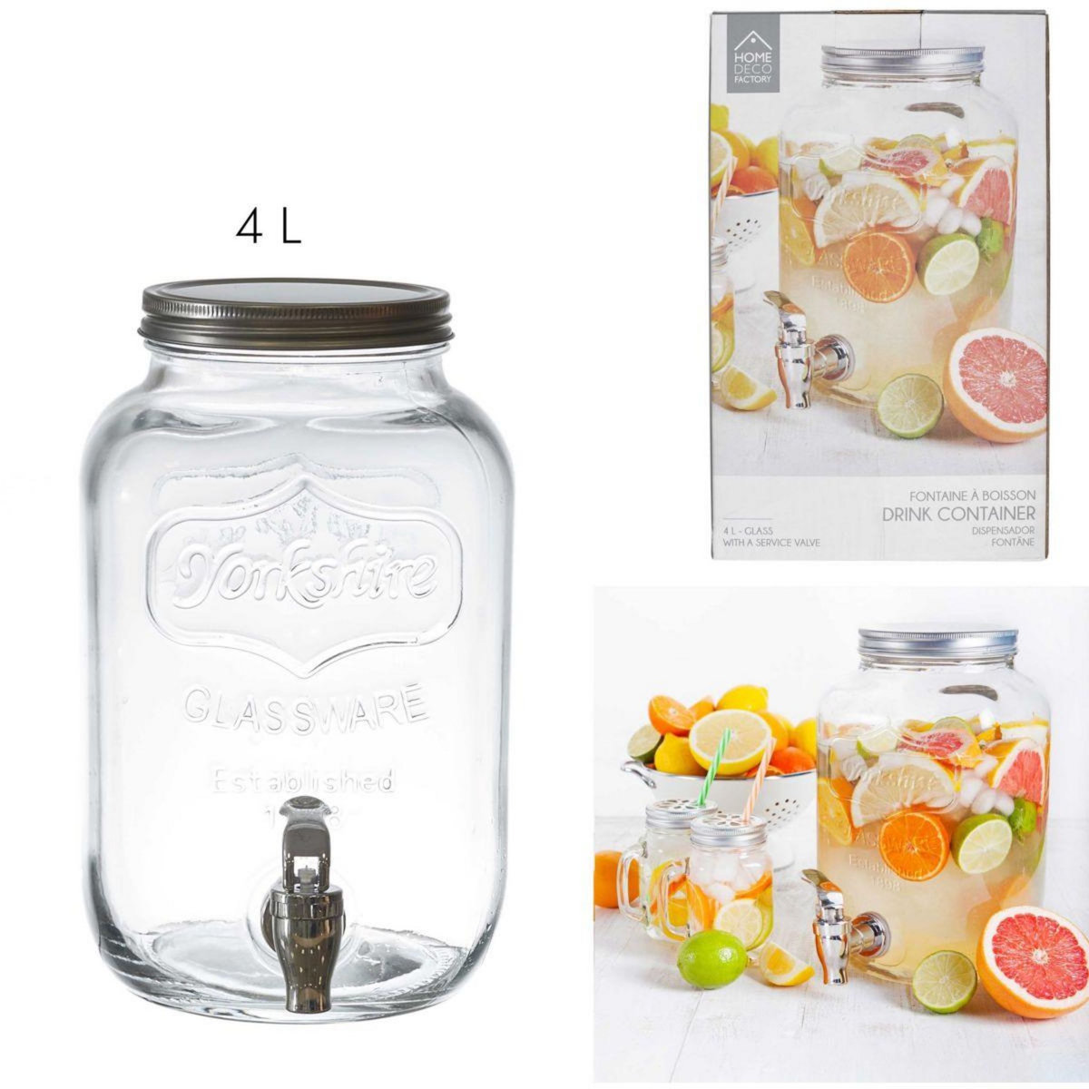 The Home Deco Factory Fontaine à boisson a boisson verre 4L