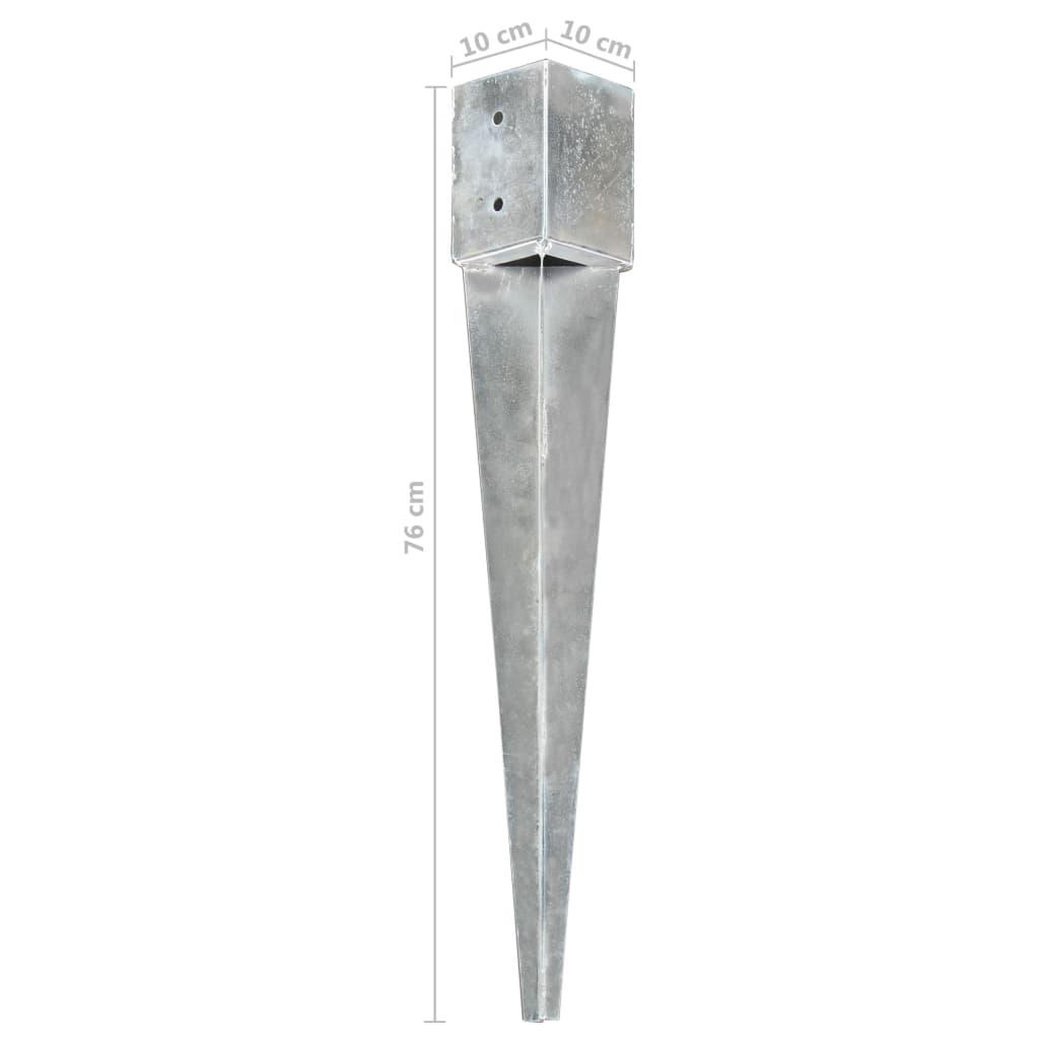 Voir la diapositive 6 : VIDAXL Piquets au sol 2 pcs Argente 10x10x76 cm Acier galvanise