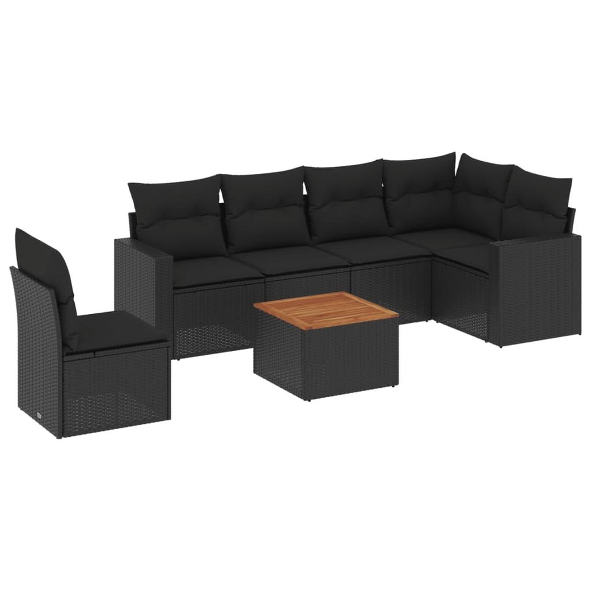Voir la diapositive 2 : VIDAXL Salon de jardin 7 pcs avec coussins noir resine tressee