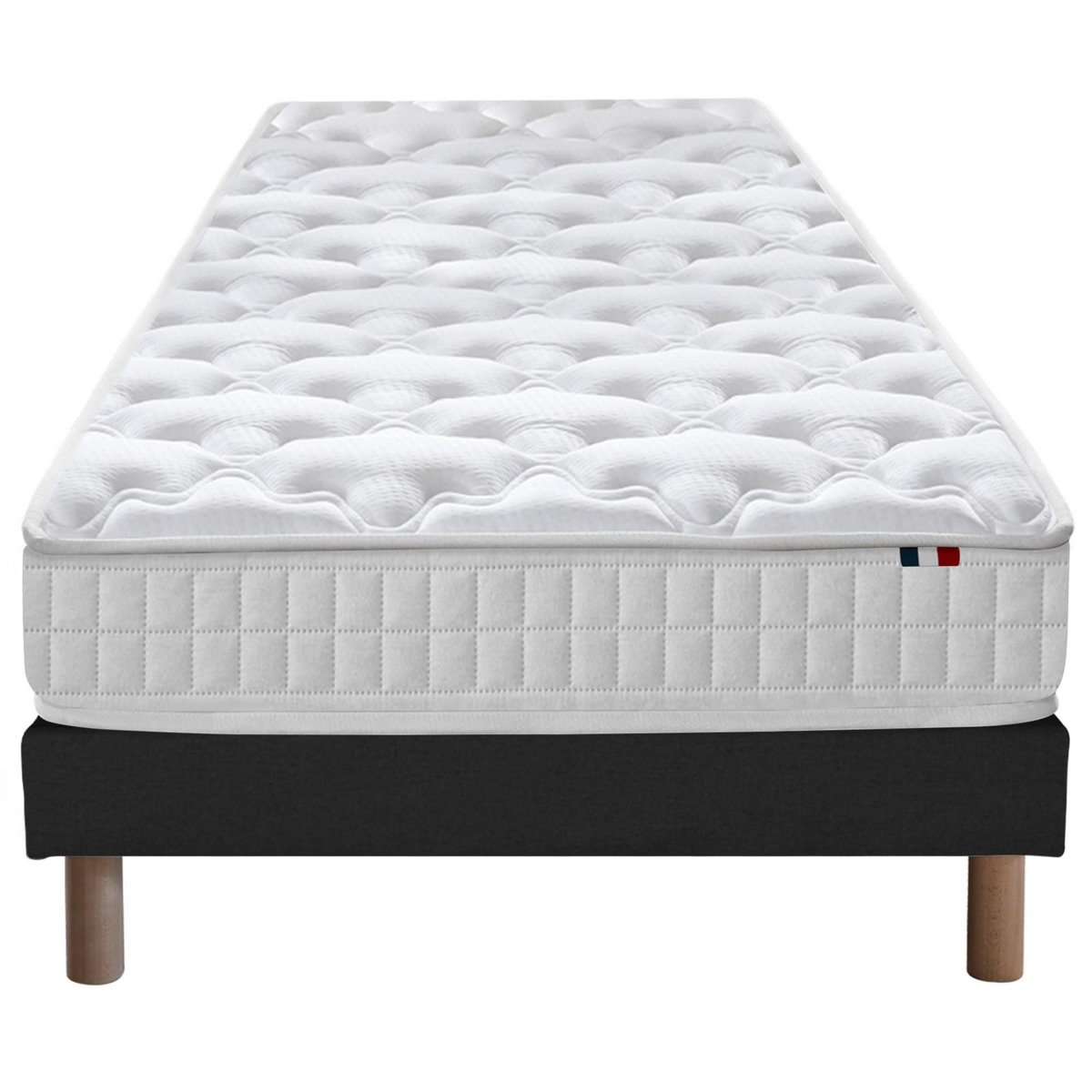 IDLITERIE Pack literie ASTRE, matelas à ressorts et sommier en bois massif