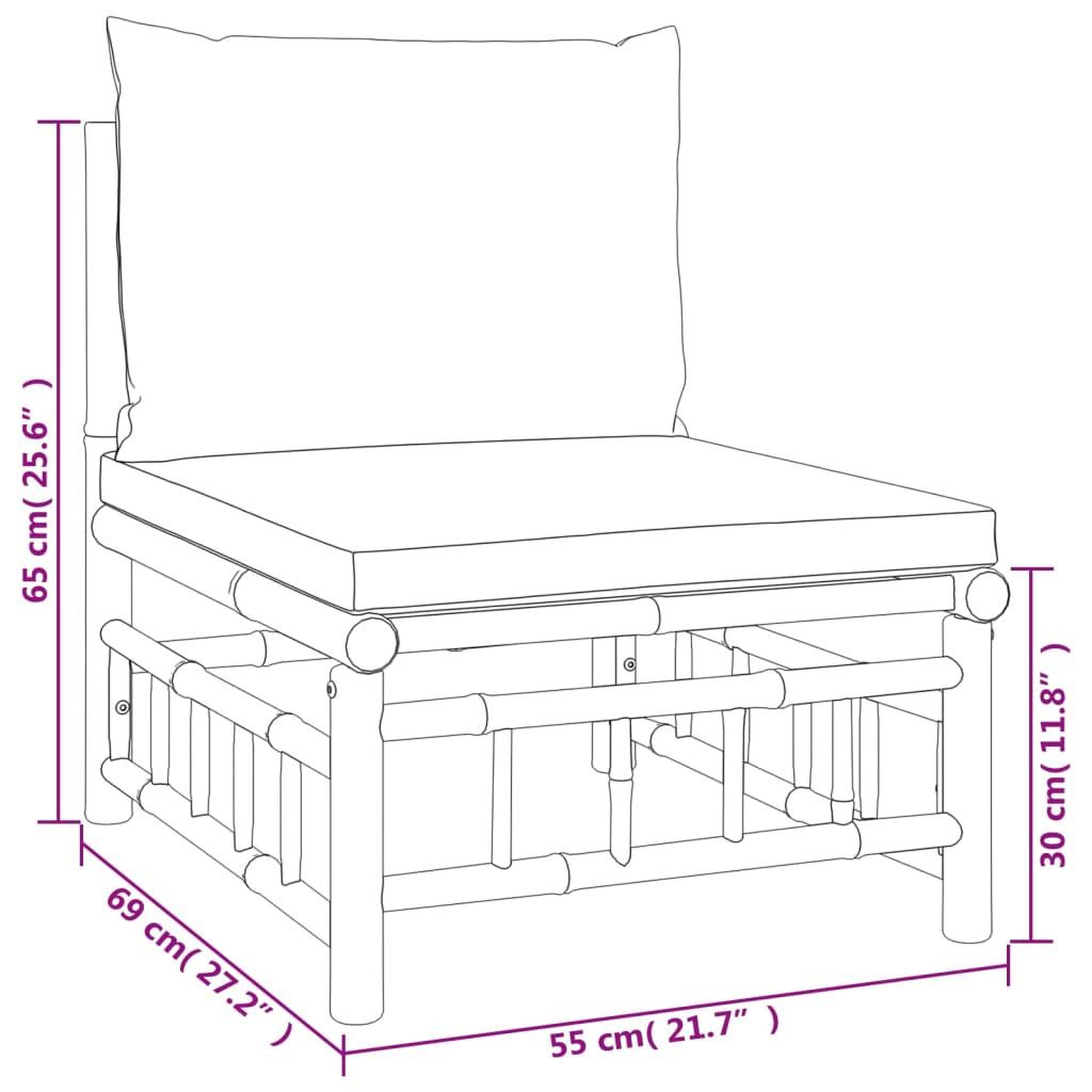 Voir la diapositive 6 : VIDAXL Canape central de jardin avec coussins gris fonce bambou