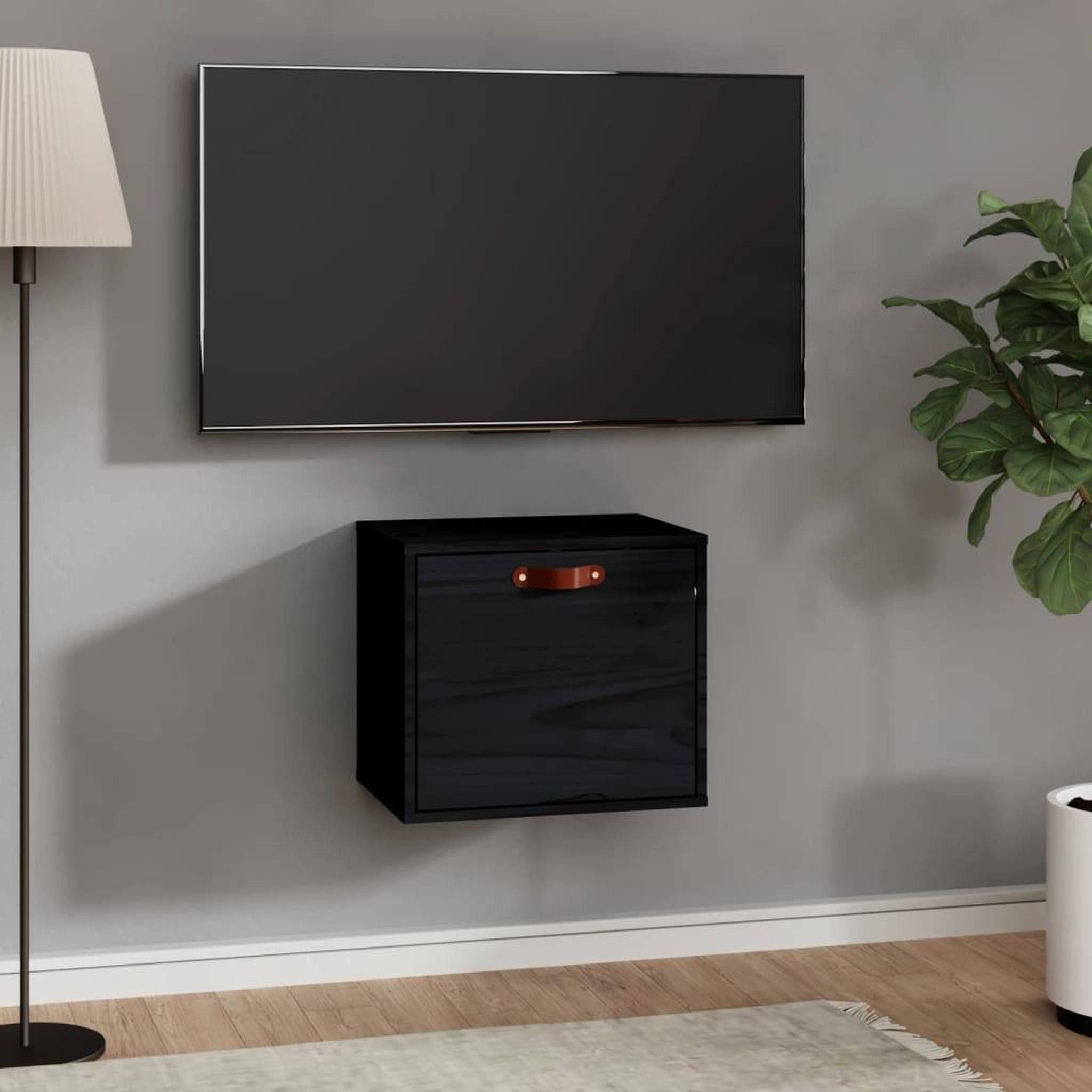 Voir la diapositive 1 : VIDAXL Armoire murale Noir 40x30x35 cm Bois de pin massif