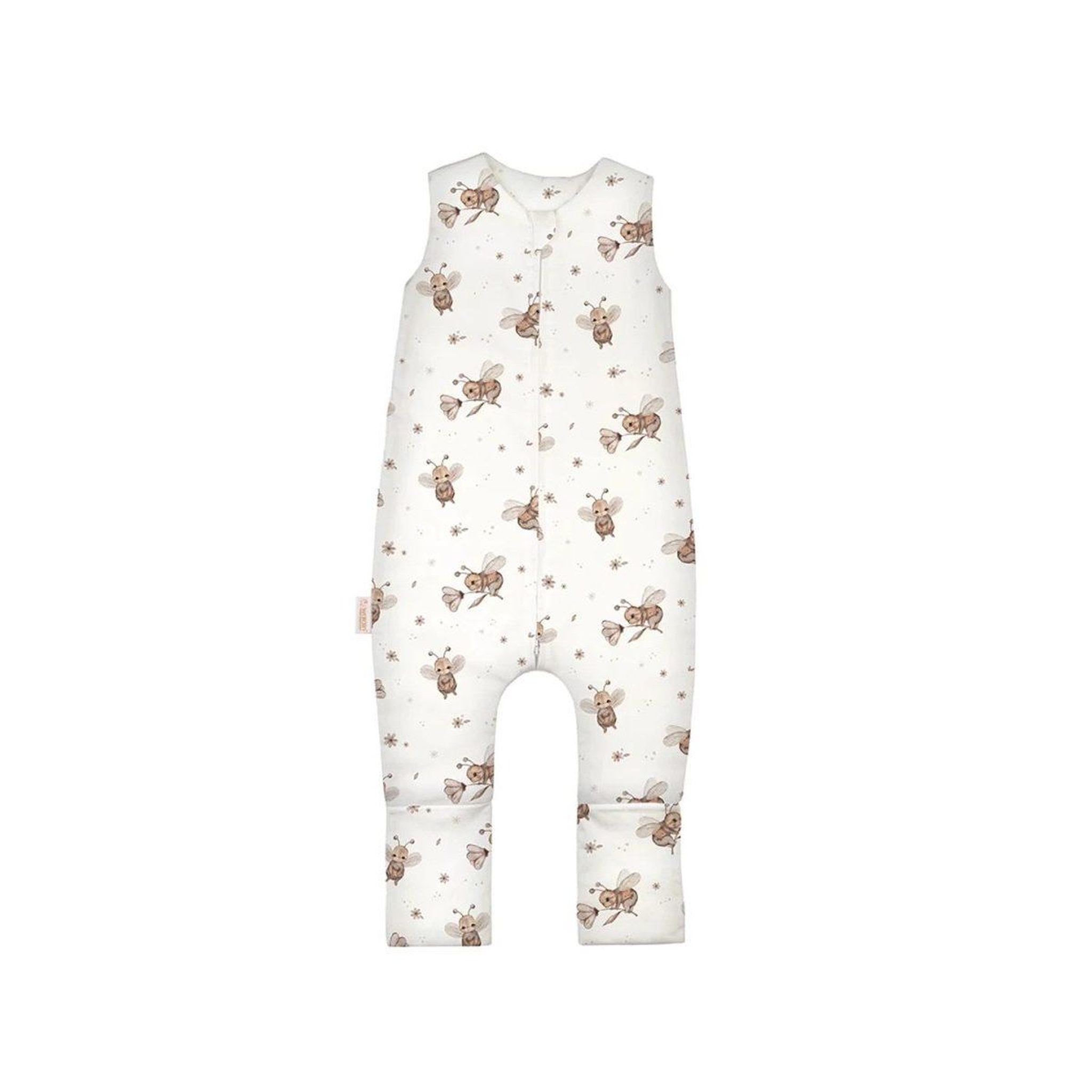 Voir la diapositive 2 : WALDIN Gigoteuse à jambes en coton 2,5 TOG - taille M (3-4 ans) - motif abeilles, blanc