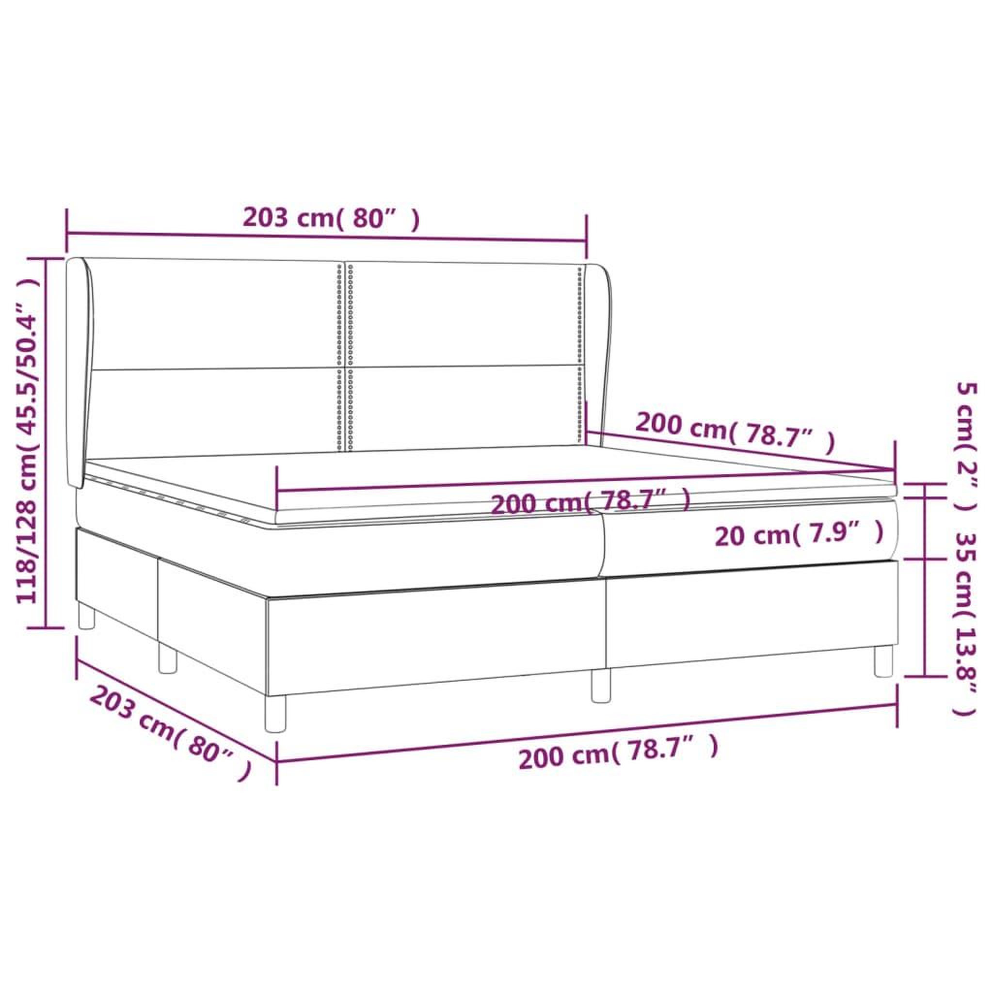 Voir la diapositive 6 : VIDAXL Sommier a lattes de lit avec matelas Bleu 200x200 cm Tissu