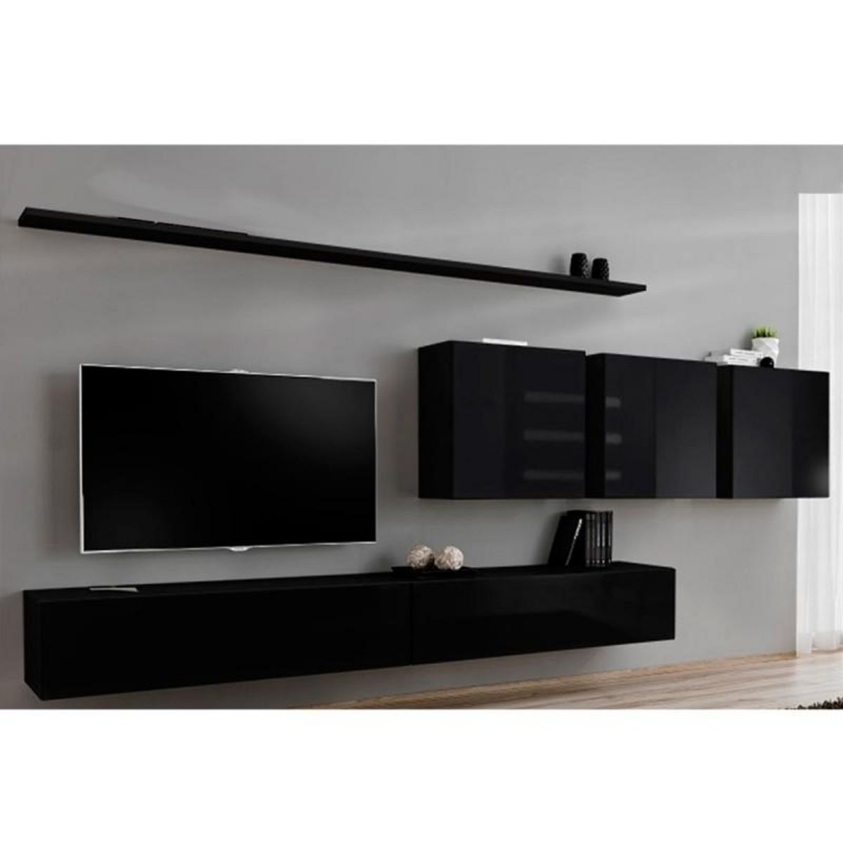 Paris Prix Meuble TV Mural Design  Switch VII  340cm Noir