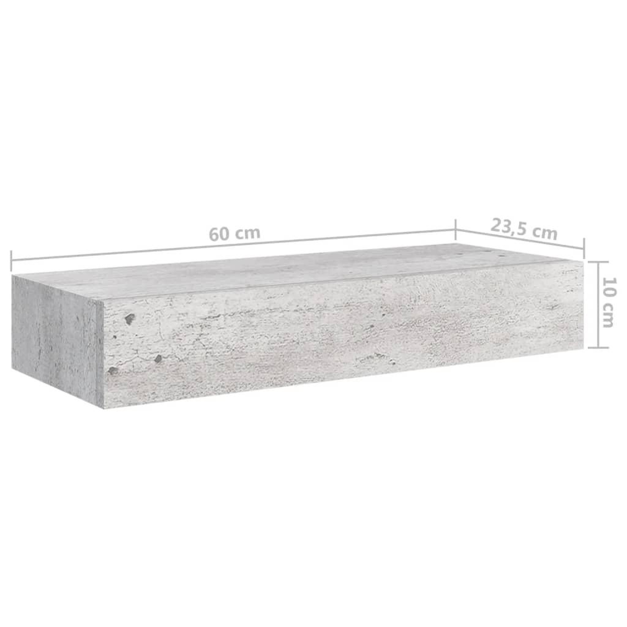 Voir la diapositive 6 : VIDAXL Etageres a tiroir murales 2 pcs Gris beton 60x23,5x10 cm MDF