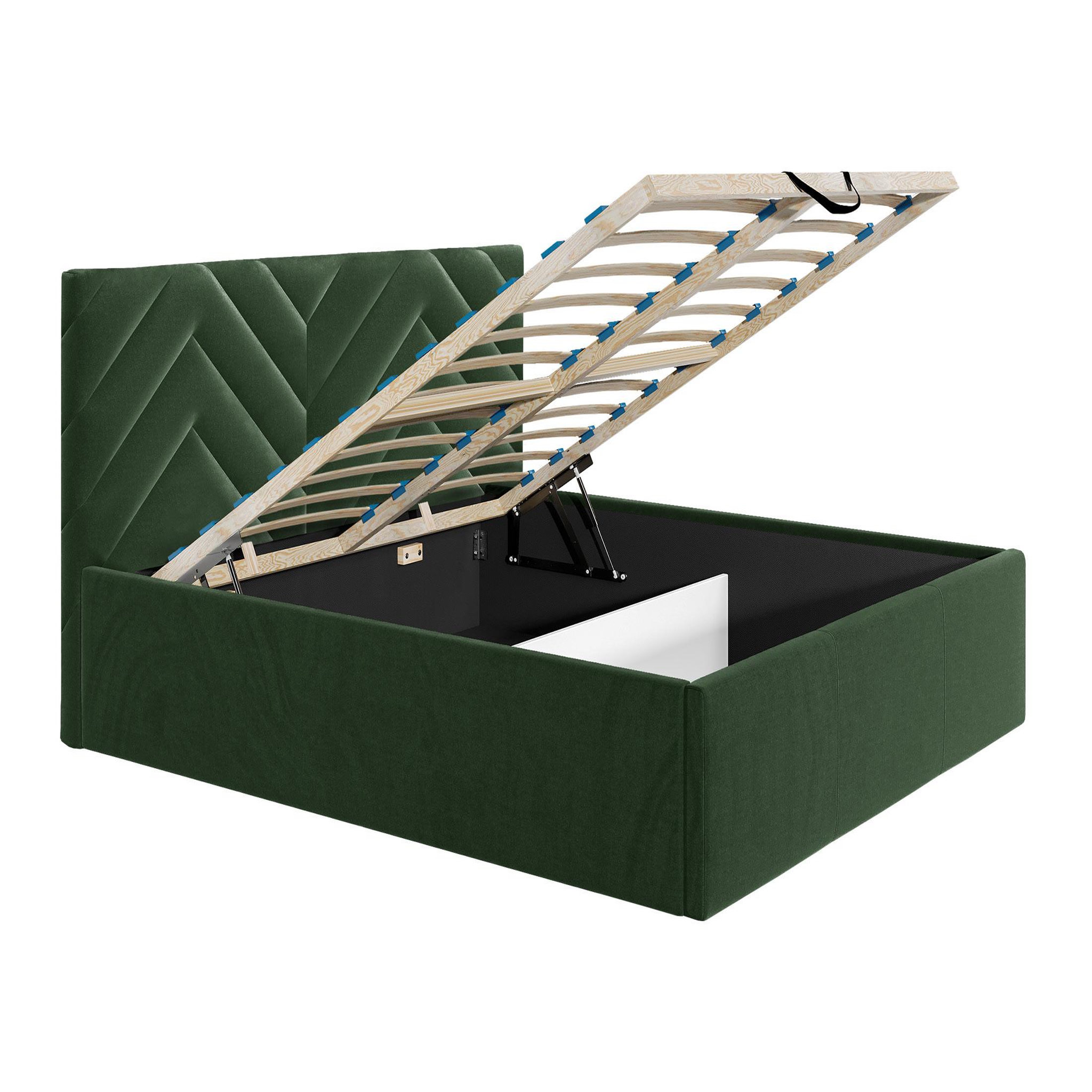 Voir la diapositive 2 : BEST MOBILIER Santiago - lit coffre - 180x200 - sommier inclus - en velours