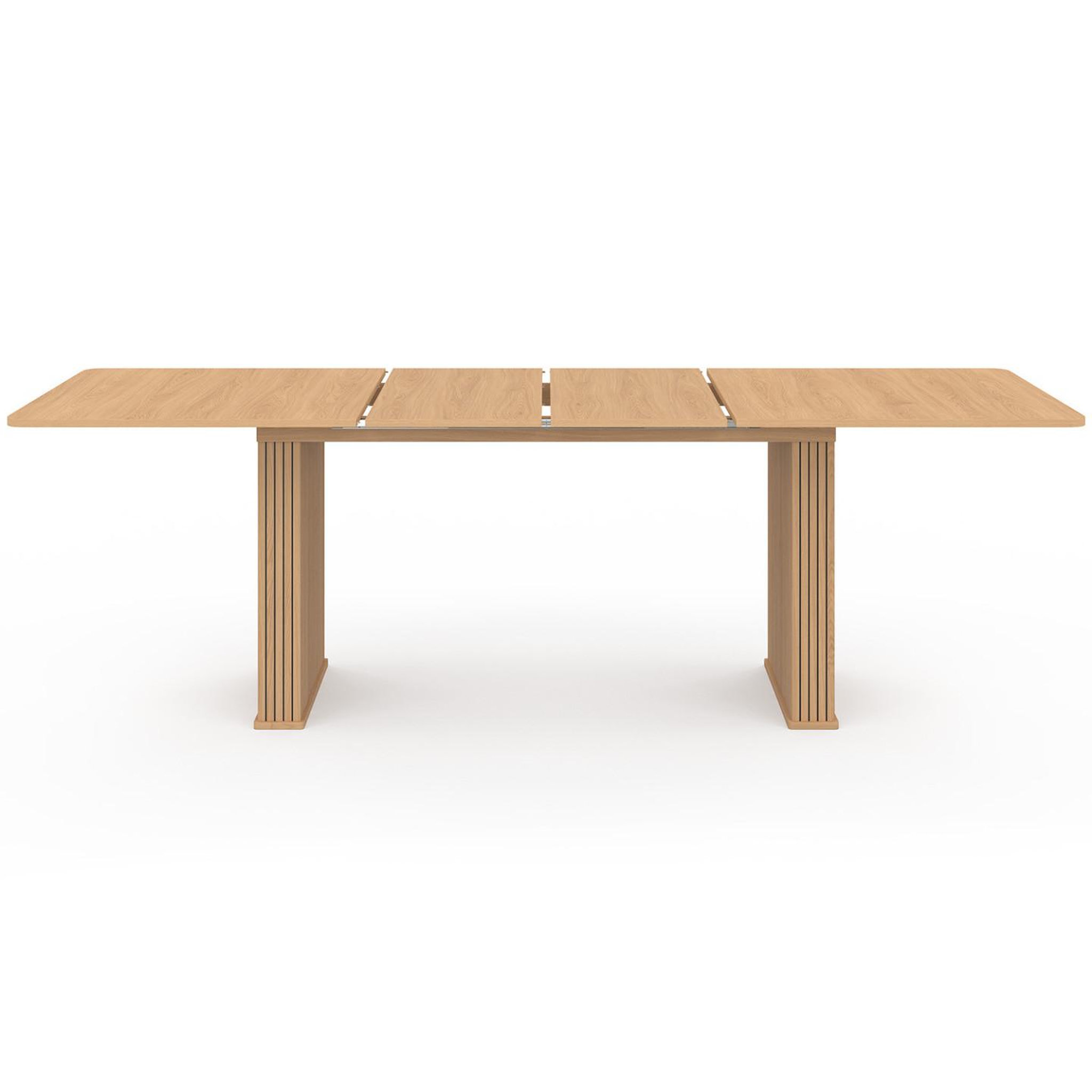 Voir la diapositive 3 : ID MARKET Table à manger extensible rectangle juliette 6-12 personnes pieds lattes tasseau bois coloris chêne 160-240 cm