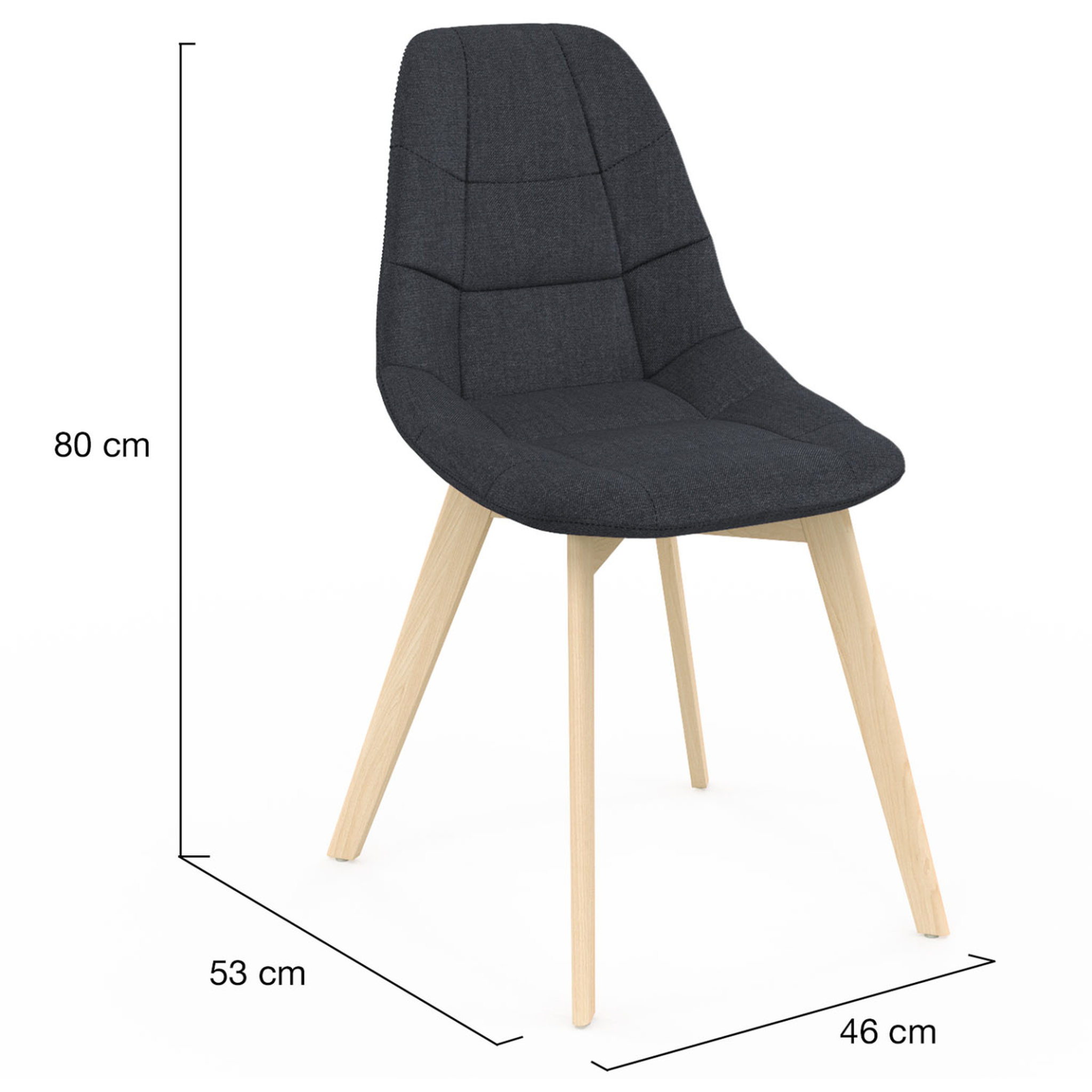 Voir la diapositive 4 : ID MARKET Lot de 4 chaises scandinaves gaby grises en tissu pour salle à manger