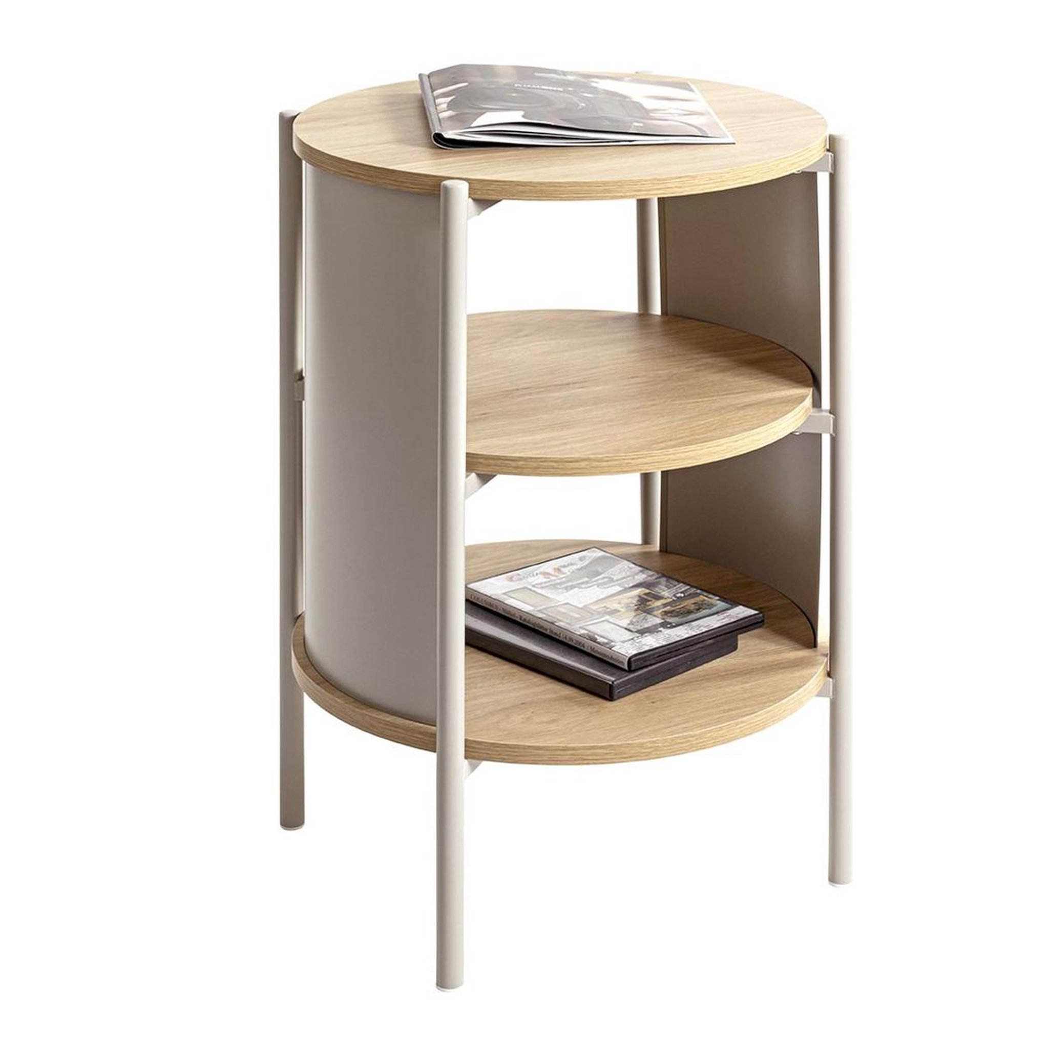 Voir la diapositive 2 : Paris Prix Table de chevet avec étagères  morphee  60cm gris & naturel
