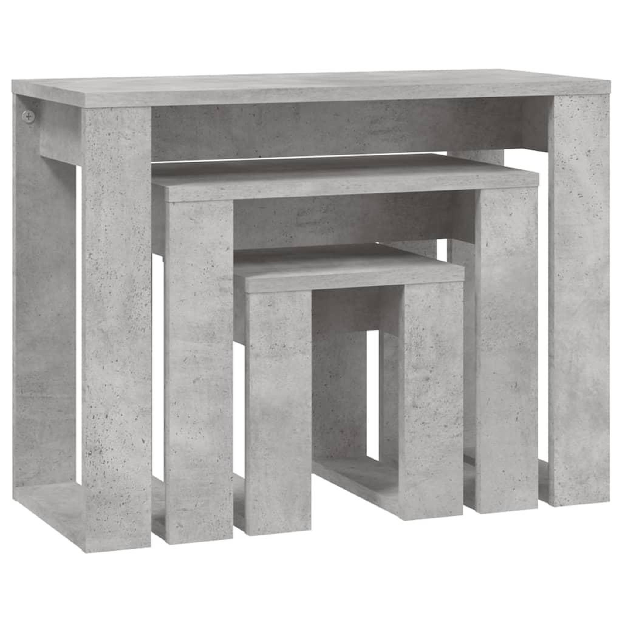 Voir la diapositive 5 : VIDAXL Tables gigognes 3 pcs Gris beton Bois d'ingenierie