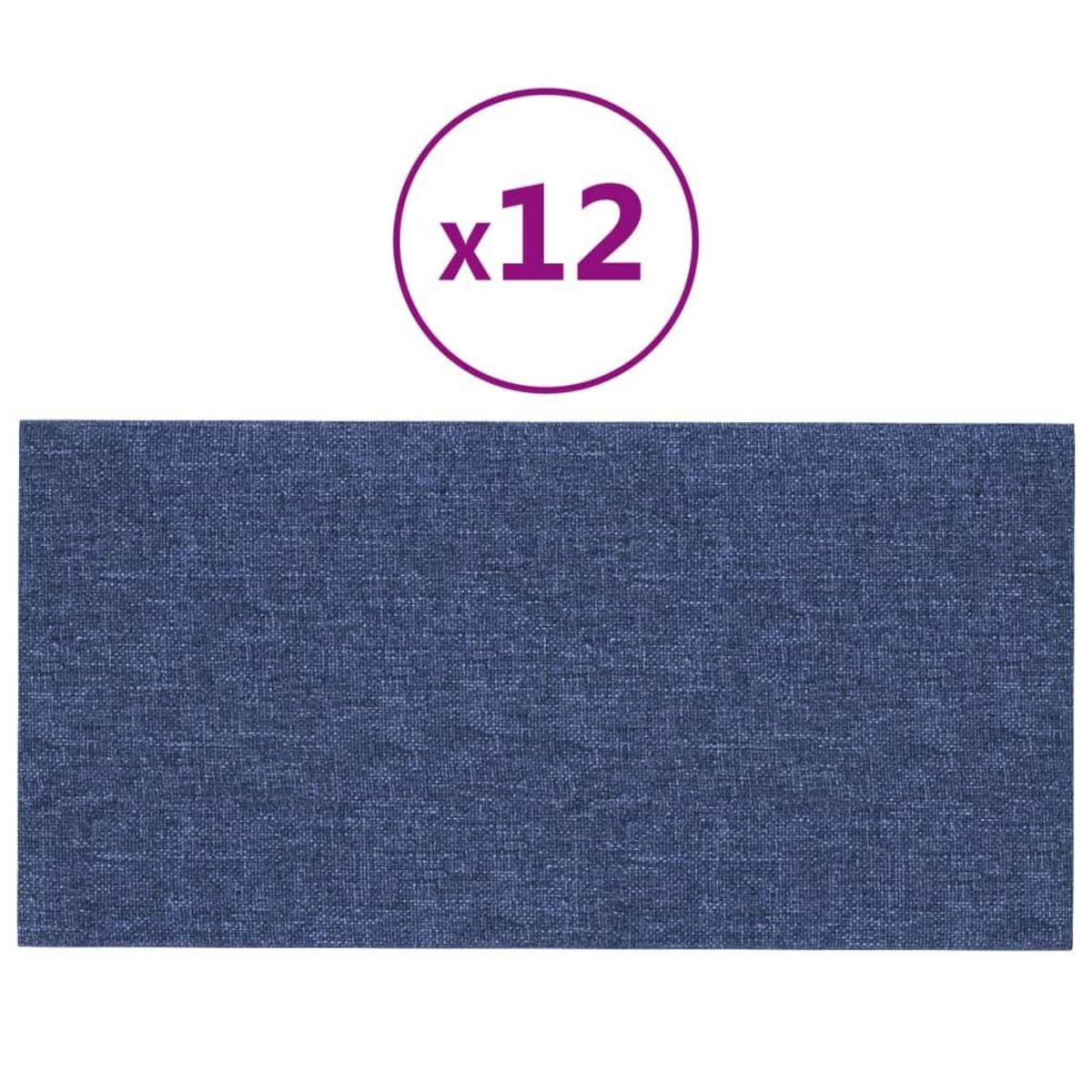 VIDAXL Panneaux muraux 12 pcs Bleu 30x15 cm Tissu 0,54 m²