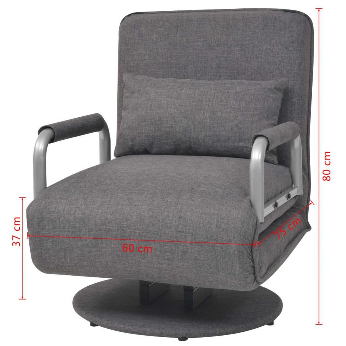 VIDAXL Fauteuil pivotant et canape-lit gris fonce tissu