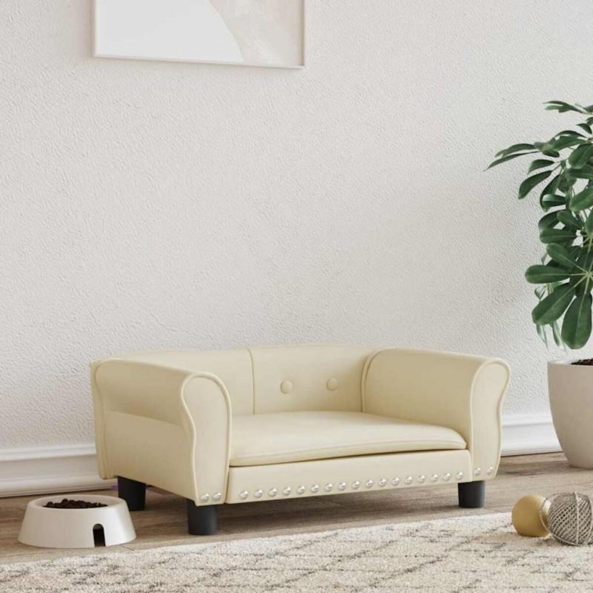 VIDAXL Lit pour chien crème 70x45x30 cm similicuir