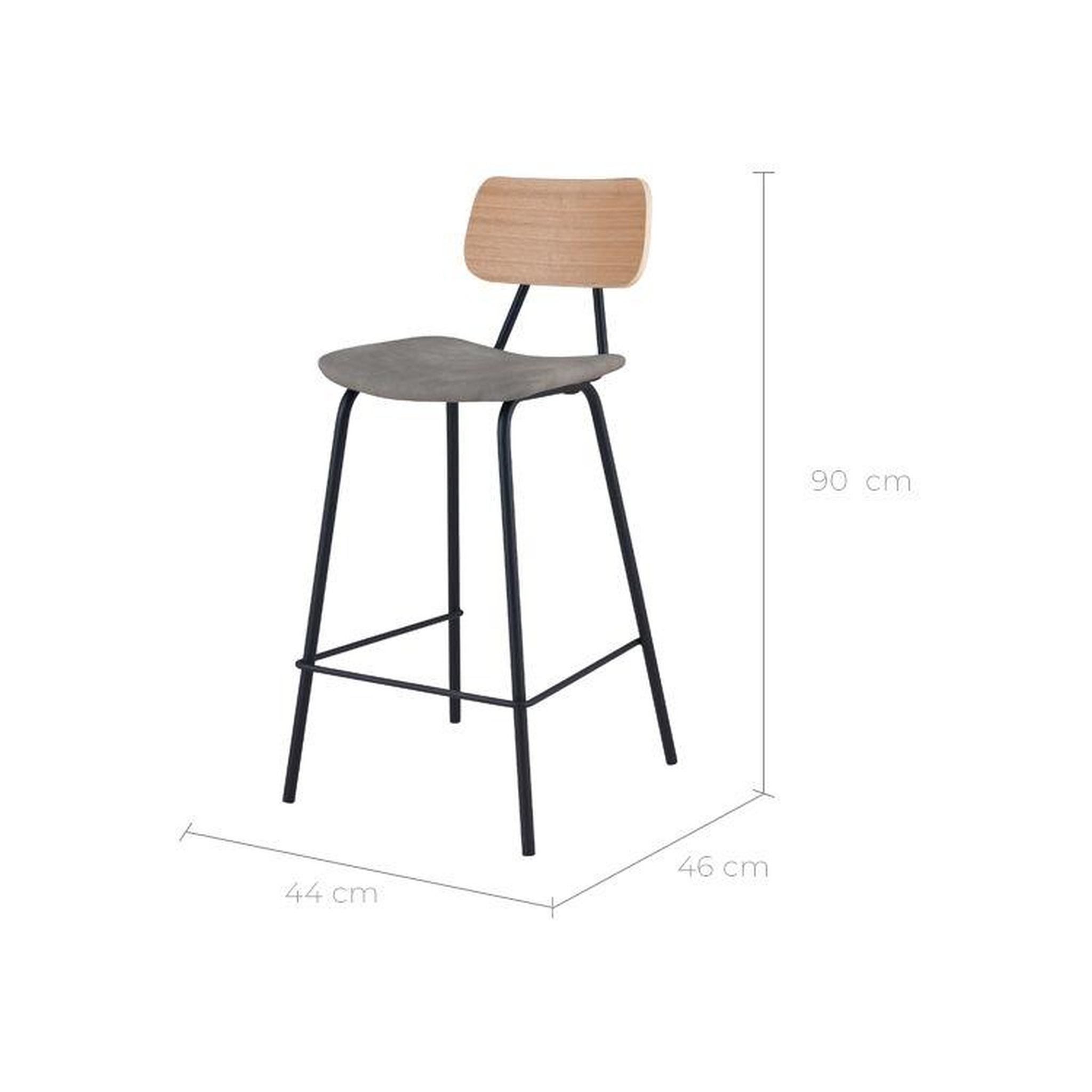 Voir la diapositive 4 : MAISON PAVANE Lot de 2 chaises pour îlot central 65 cm en cuir synthétique gris-madrague