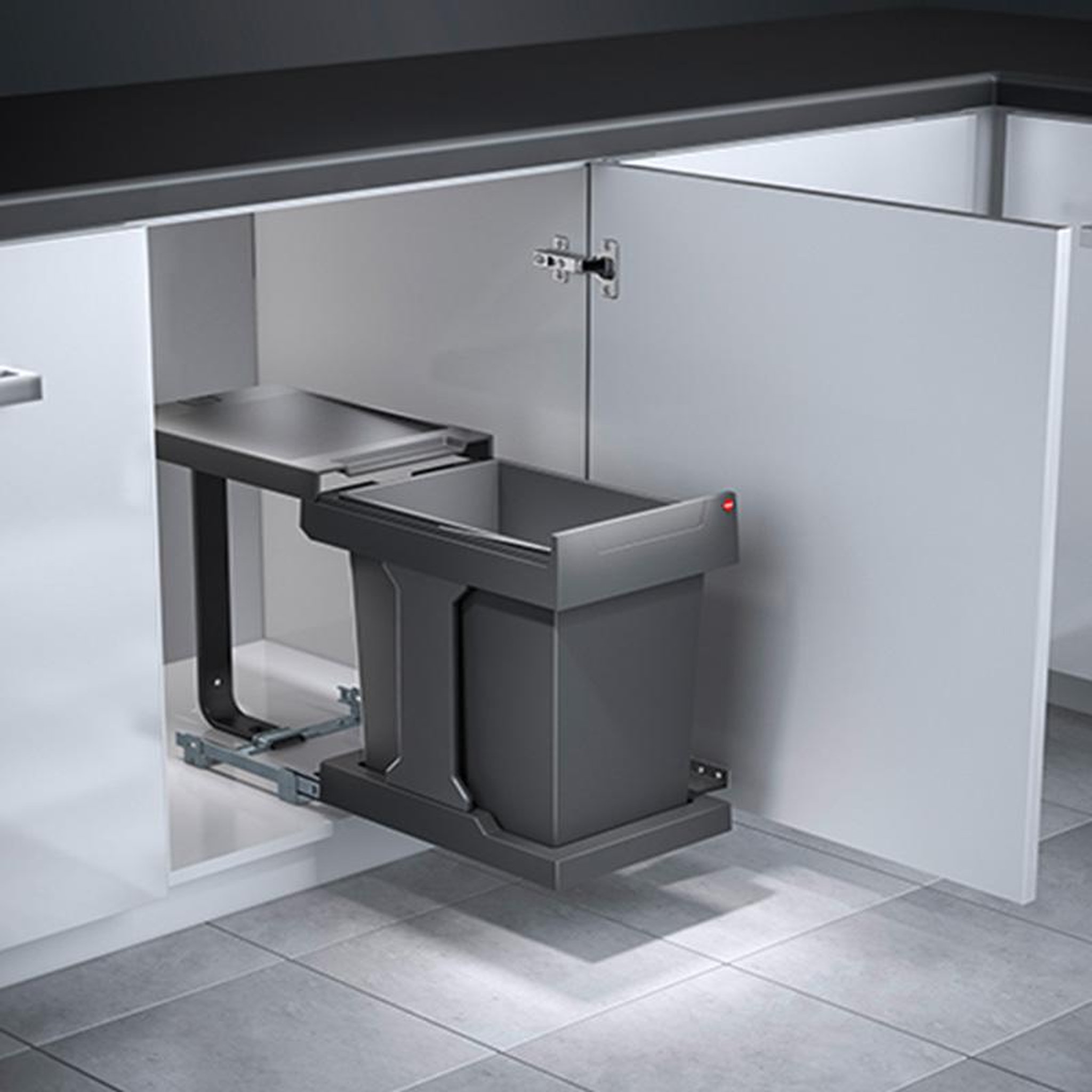 Voir la diapositive 2 : HAILO Poubelle de cuisine coulissante encastrable sous évier 20l hailo solo automatique