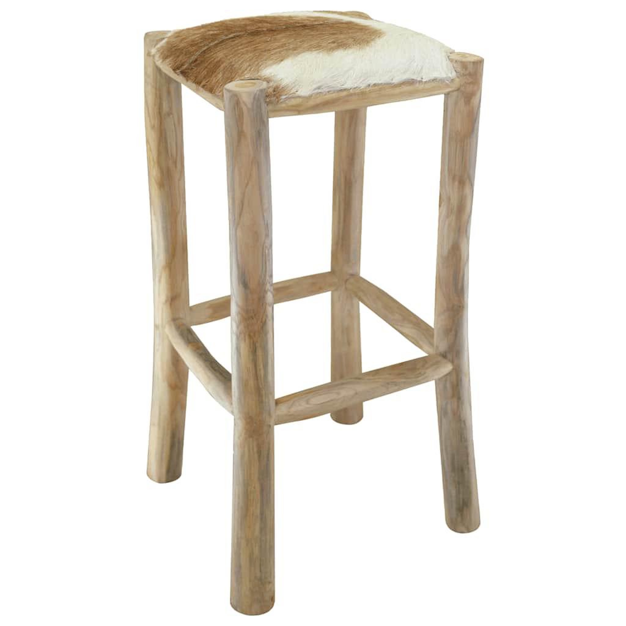VIDAXL Tabouret de bar cuir de chevre et bois de teck solide