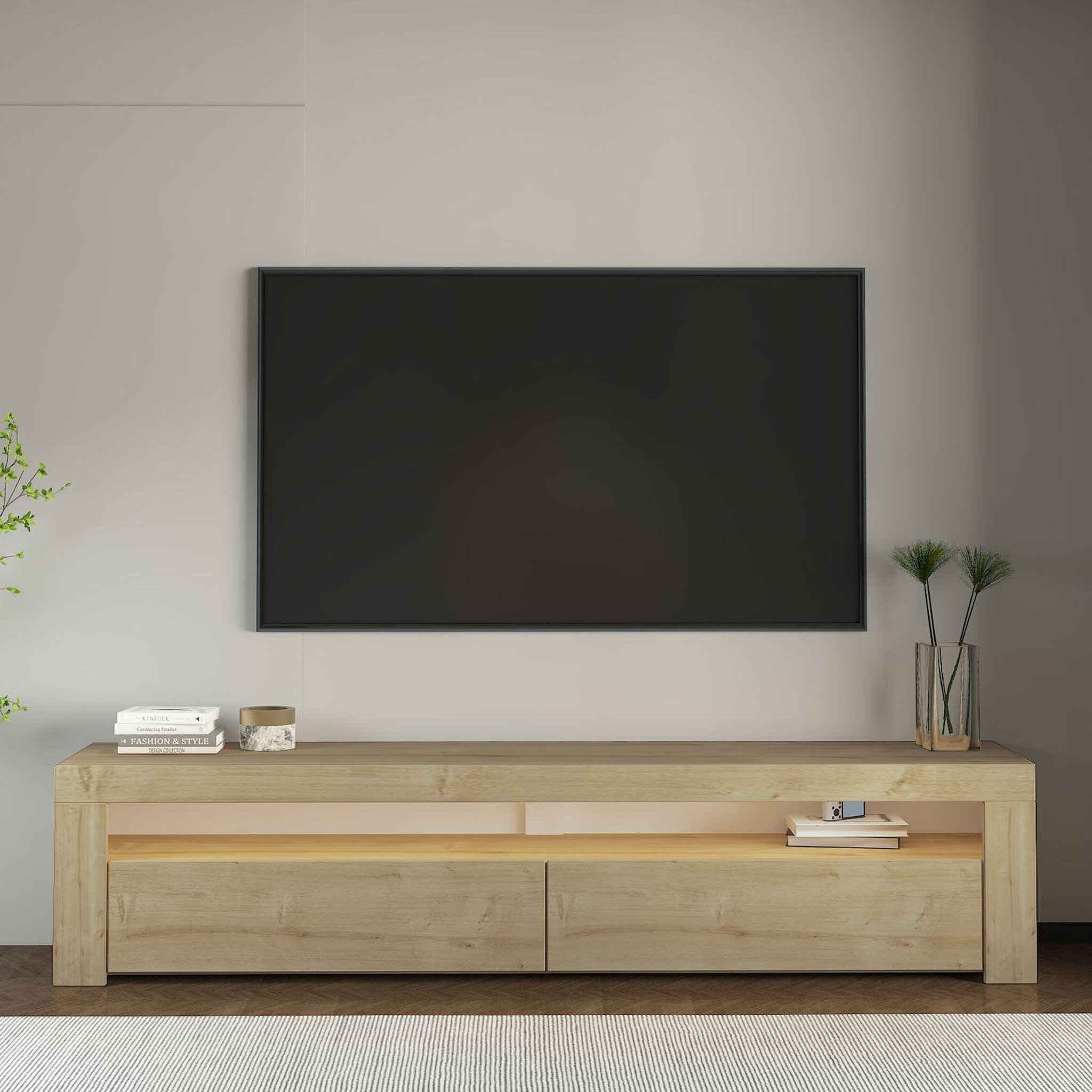 Voir la diapositive 2 : Habitat et Jardin Meuble tv en bois  bati  - 150 x 36 x 46 cm - beige