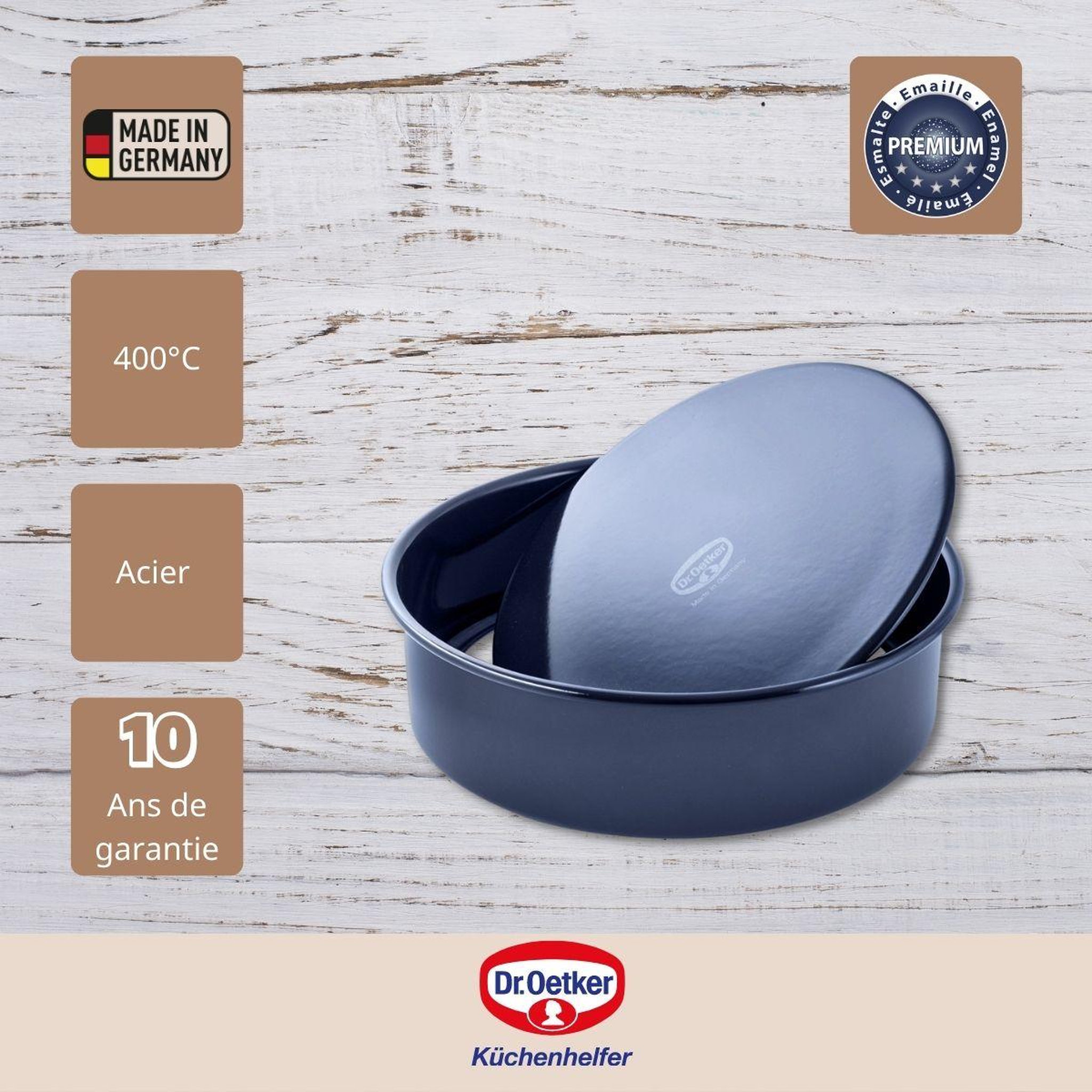 Voir la diapositive 4 : DR.OETKER Lot de 2 moules à gâteaux 24,5/24,5 cm en acier dr oetker back-liebe