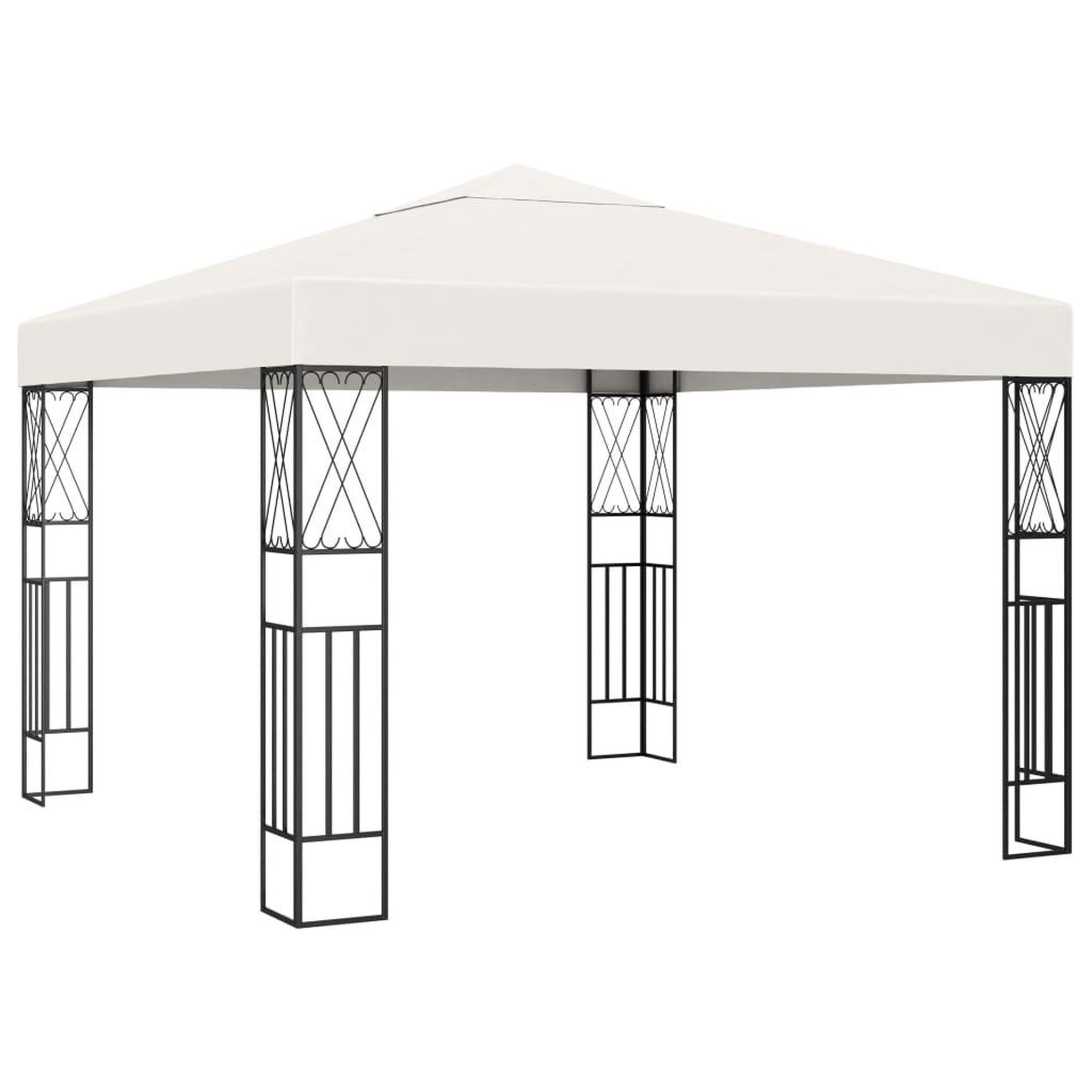 Voir la diapositive 3 : VIDAXL Tonnelle avec guirlande lumineuse a LED 3x3 m Creme Tissu