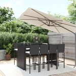 VIDAXL Ensemble de bar de jardin 9 pcs avec coussins noir poly rotin