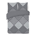 VISION Parure Housse de couette - VISION - Harold - 240 x 220 cm - 2 taies assorties 65 x 65 cm - Gris - 100% coton