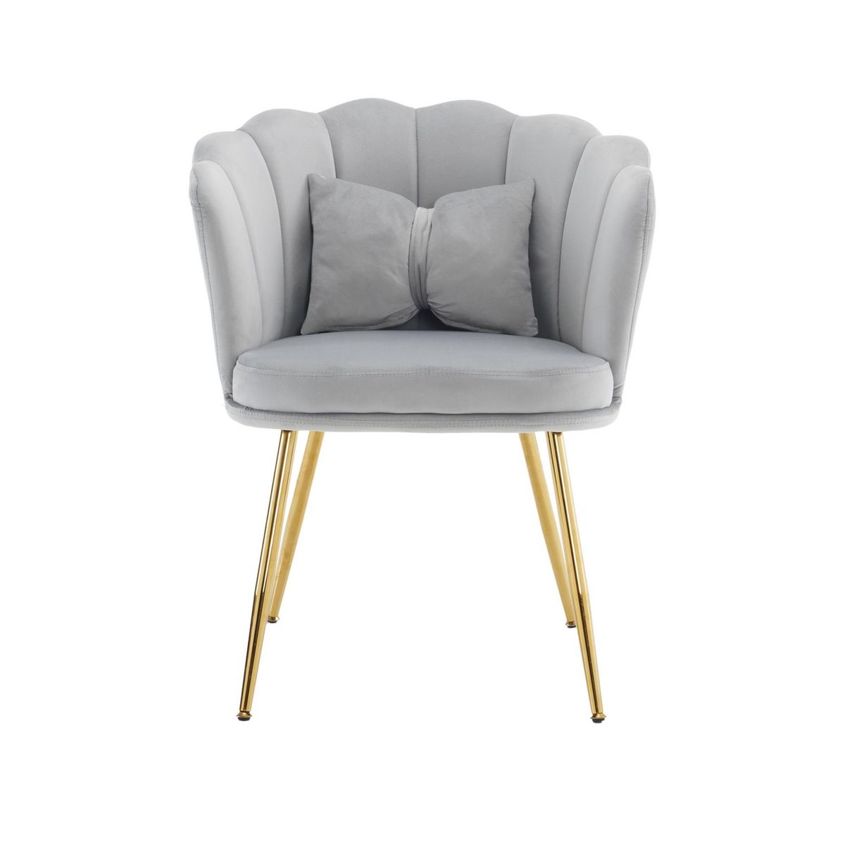 MERAX Fauteuil Fixe Avec Coussin Papillon Et Pieds En Métal Gris