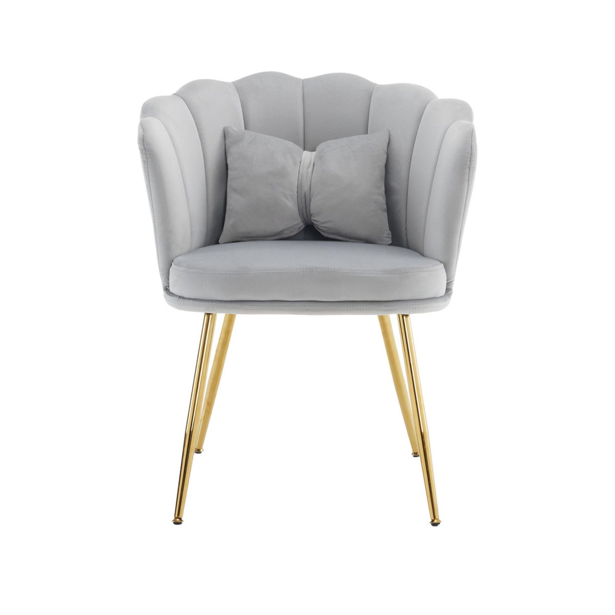 MERAX Fauteuil Fixe Avec Coussin Papillon Et Pieds En Métal Gris