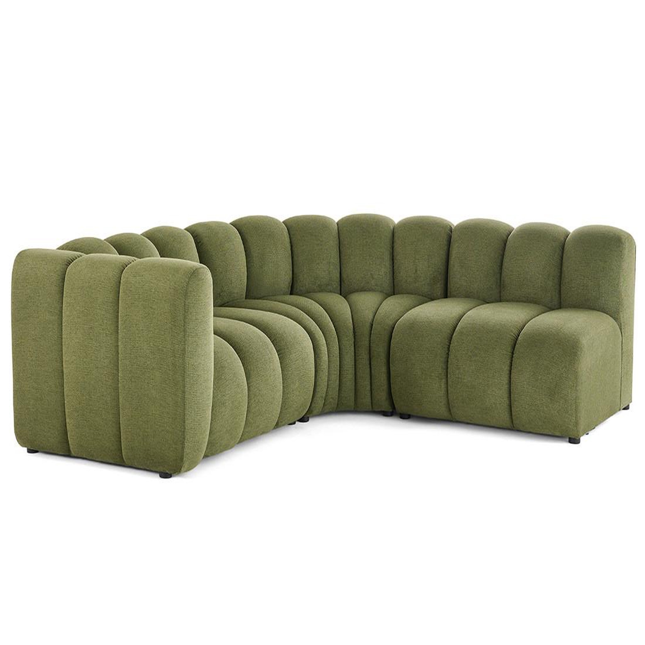 Voir la diapositive 4 : LISA DESIGN Debbie - canapé modulable d'angle droit 4 places avec accoudoir en tissu texturé