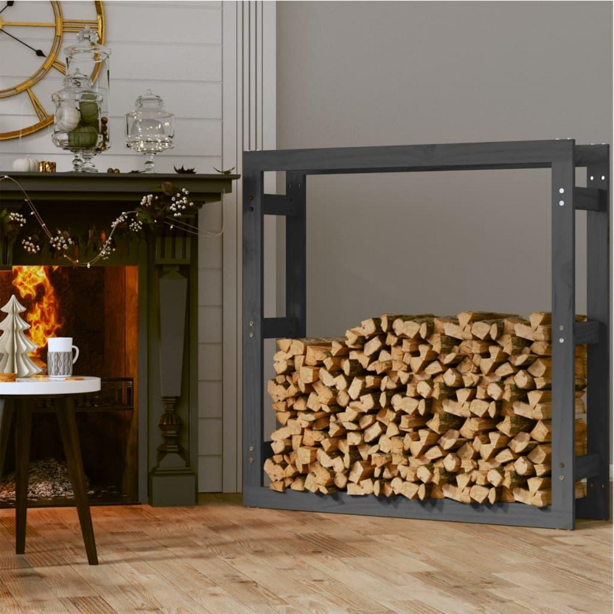 VIDAXL Support pour bois de chauffage Gris 100x25x100 cm Bois de pin
