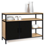 Voir la diapositive 1 : ID MARKET Buffet bas 2 portes noires 100 cm BOSTON design industriel
