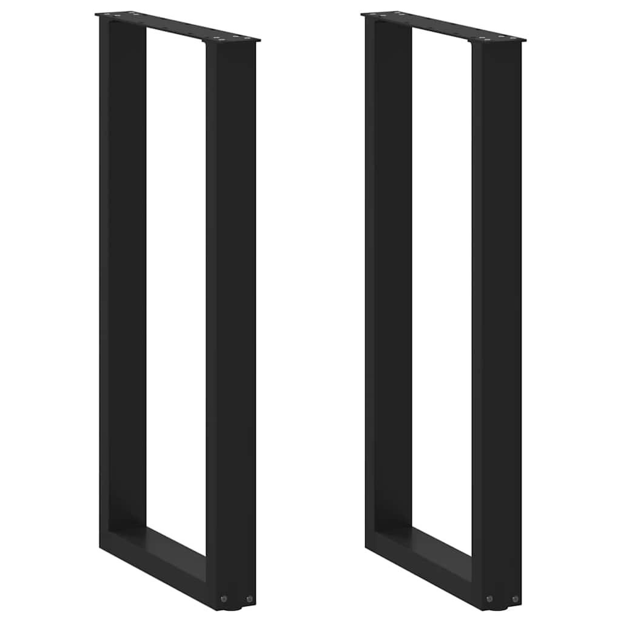 VIDAXL Pieds de table basse forme de U 2 pcs noir 50x(100-101)cm acier