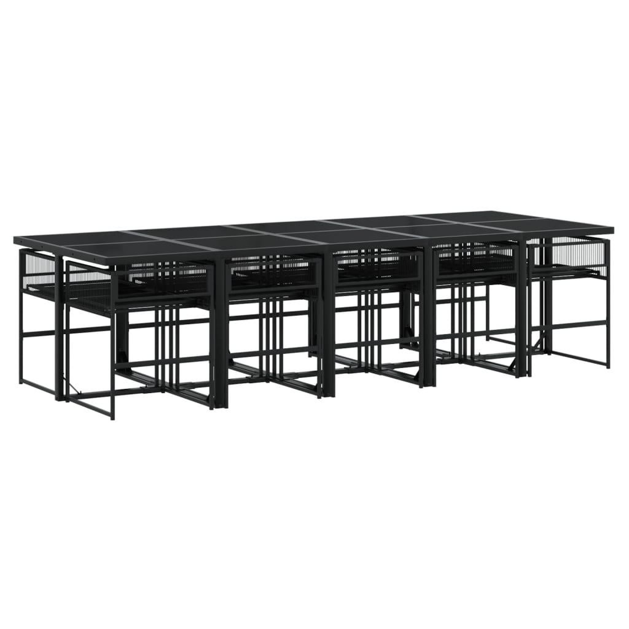 Voir la diapositive 3 : VIDAXL Ensemble a manger de jardin 11 pcs coussins noir resine tressee