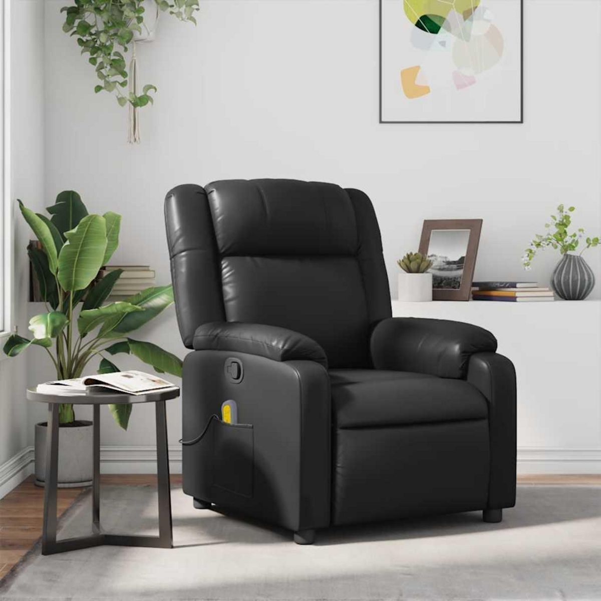 VIDAXL Fauteuil de massage inclinable Noir Similicuir