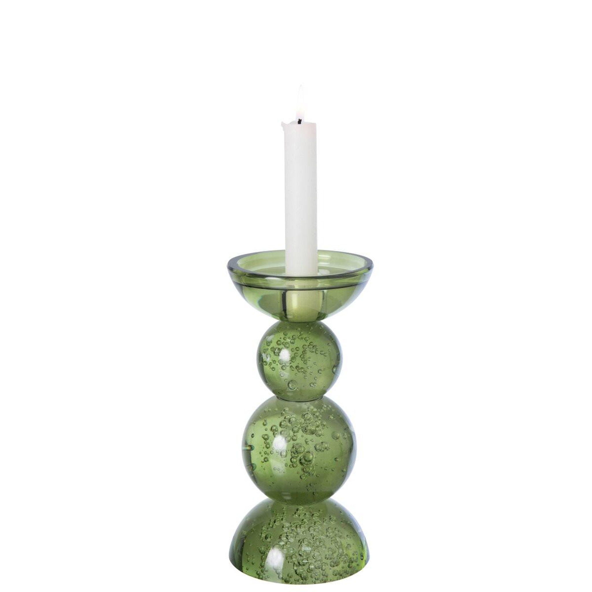 Voir la diapositive 2 : J-LINE Bougeoir Boules en Verre  Ilias  21cm Vert Olive