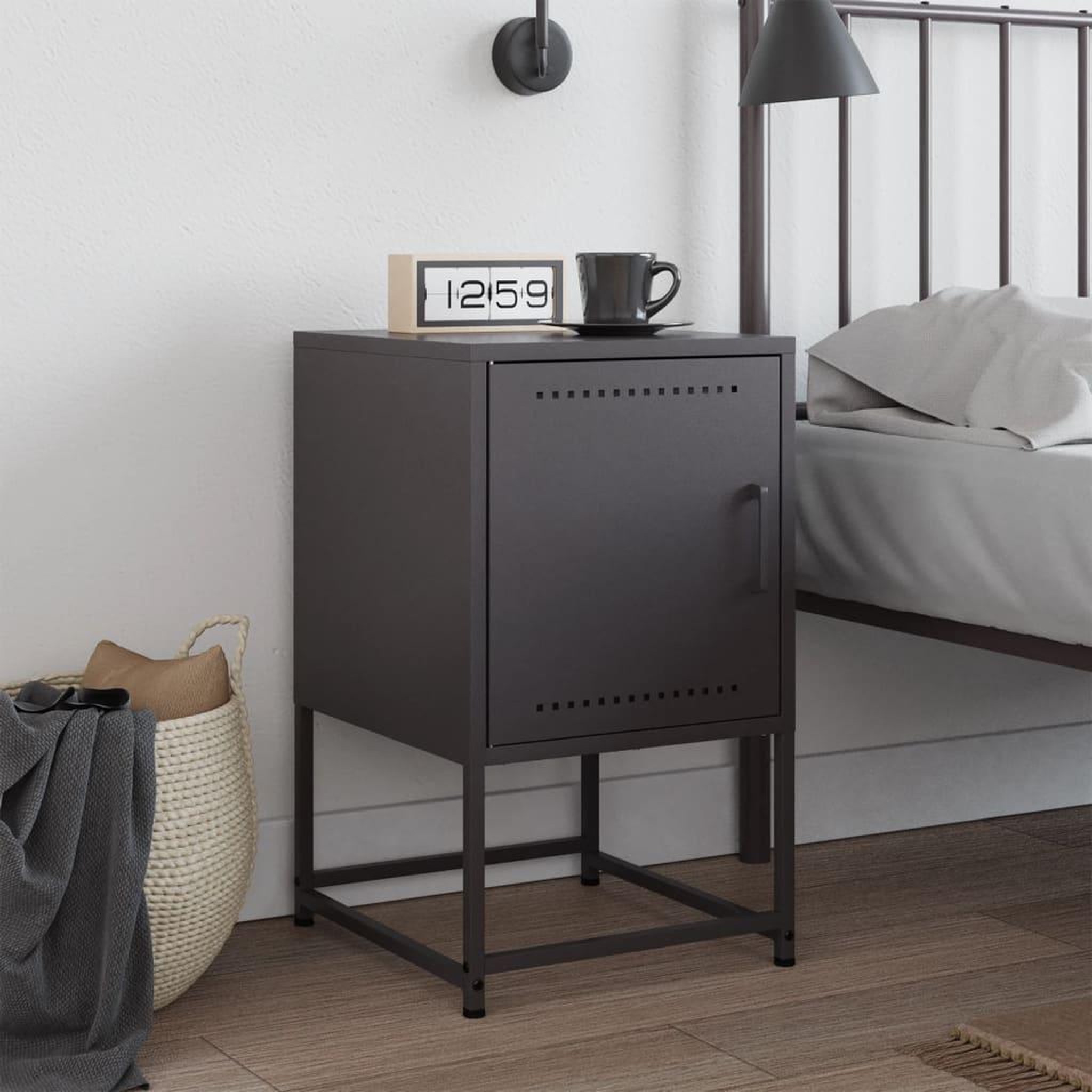 Voir la diapositive 3 : VIDAXL Table de chevet noir 36x39x60,5 cm acier