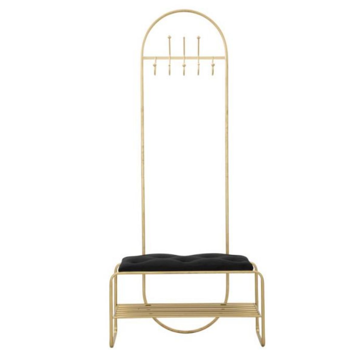 Paris Prix Meuble d'Entrée Avec Banc  Porte-Manteaux  180cm Or & Noir